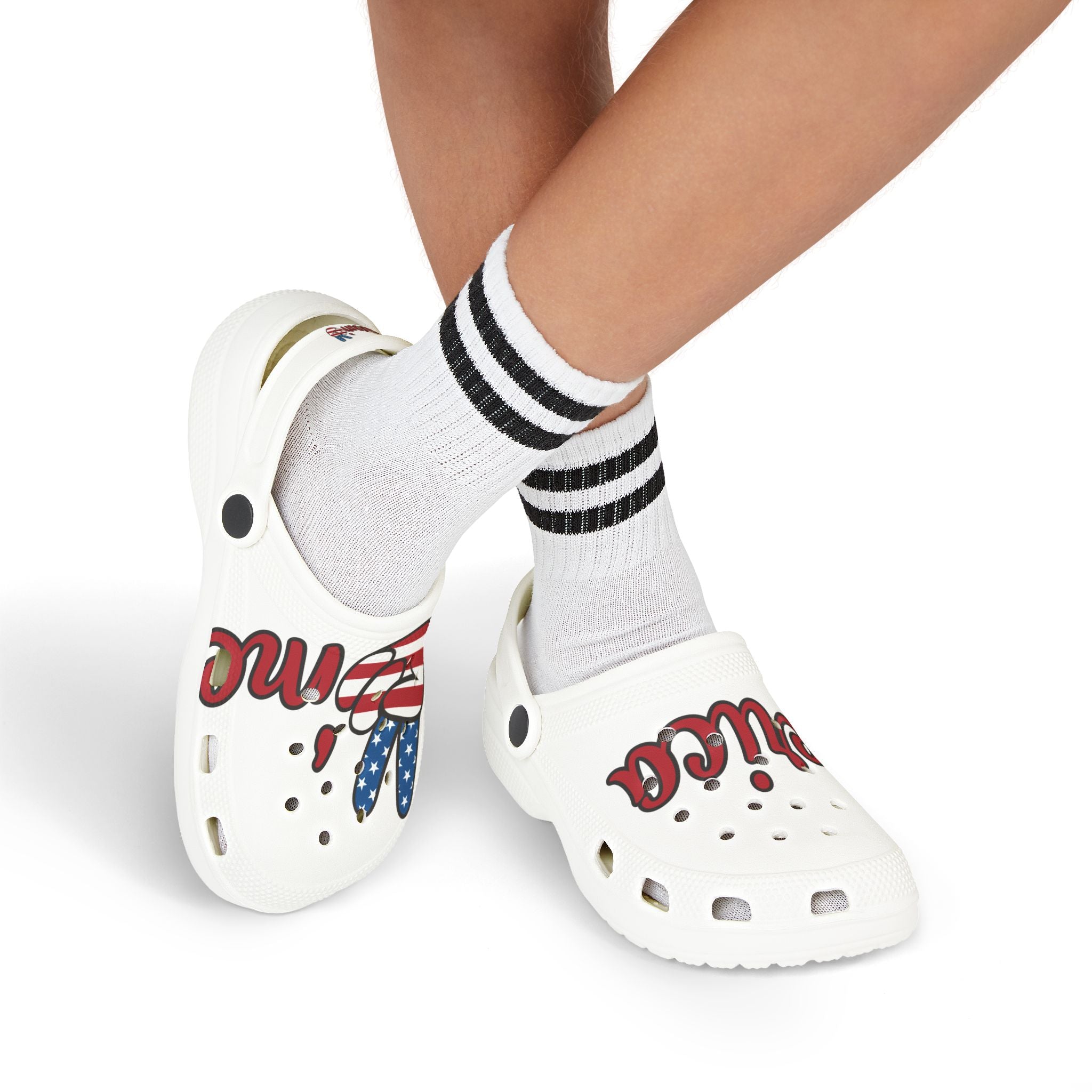 Patriotic Kid's Clogs, Fun Summer Footwear, Ideal for Holidays, Outdoor Play, Fourth of July, Independence Day, Travel, Casual Style