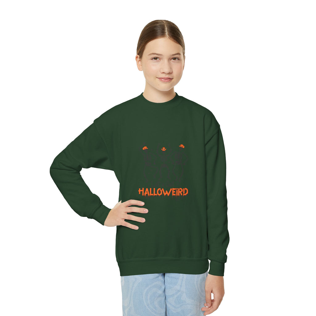 Halloween Youth Crewneck Sweatshirt, Spooky Sweatshirt, Kids Halloween Costume, Trick or Treat Gift, Fall Apparel, Cozy Halloween Clothing