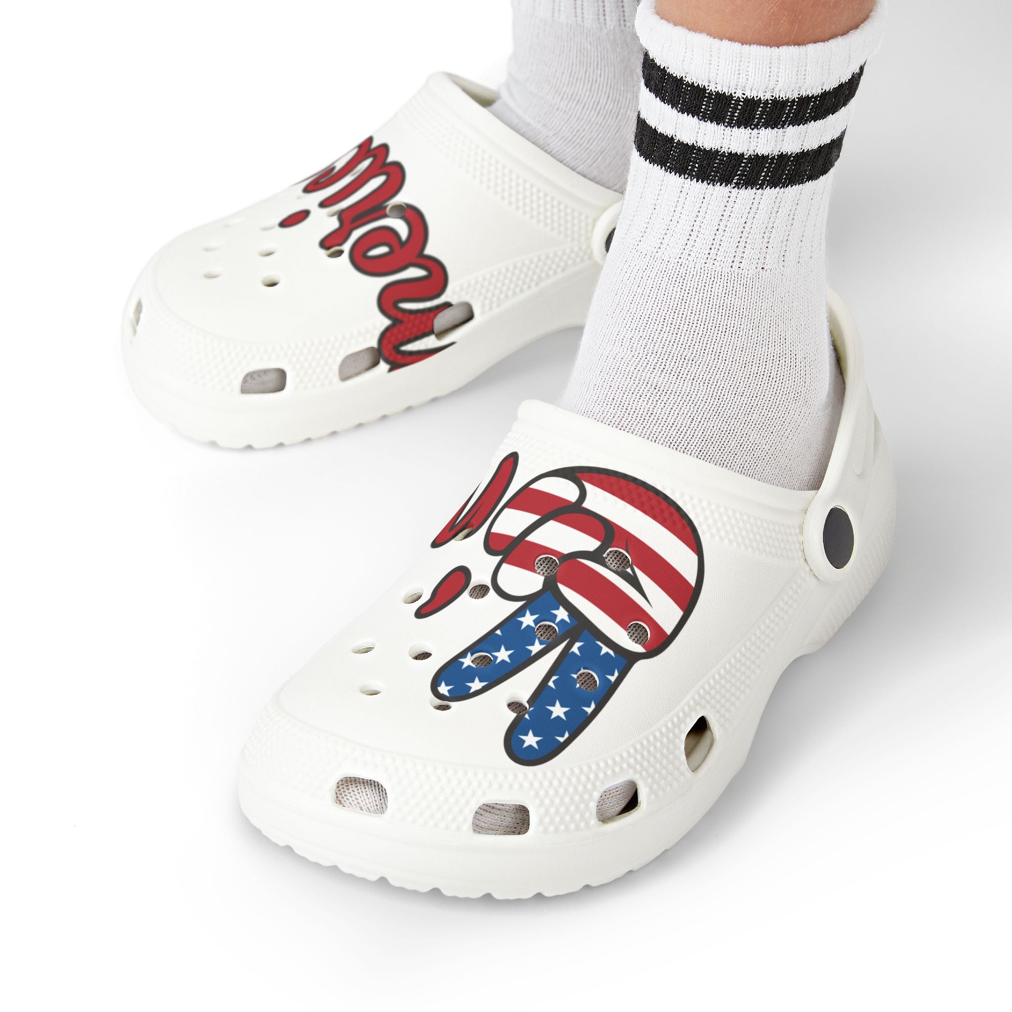 Patriotic Kid's Clogs, Fun Summer Footwear, Ideal for Holidays, Outdoor Play, Fourth of July, Independence Day, Travel, Casual Style