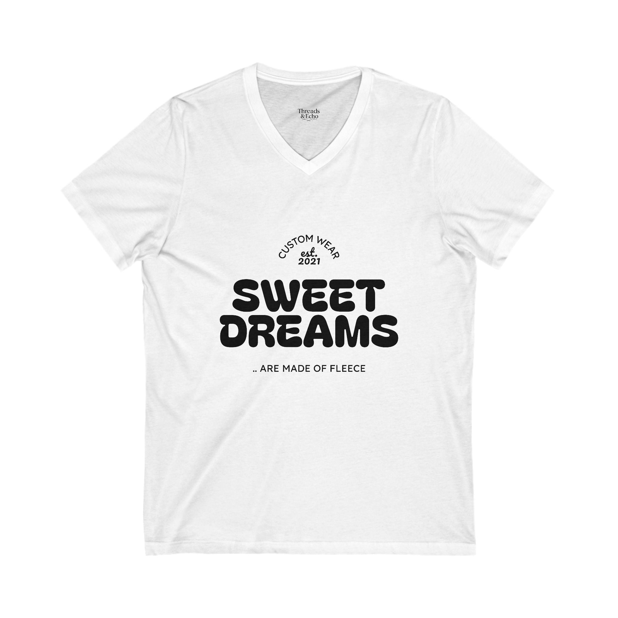 Sweet Dreams V-Neck Tee, Unisex Tee, Casual Tee, Gift for Sleep Lovers, Lounge Wear, Comfort T-Shirt