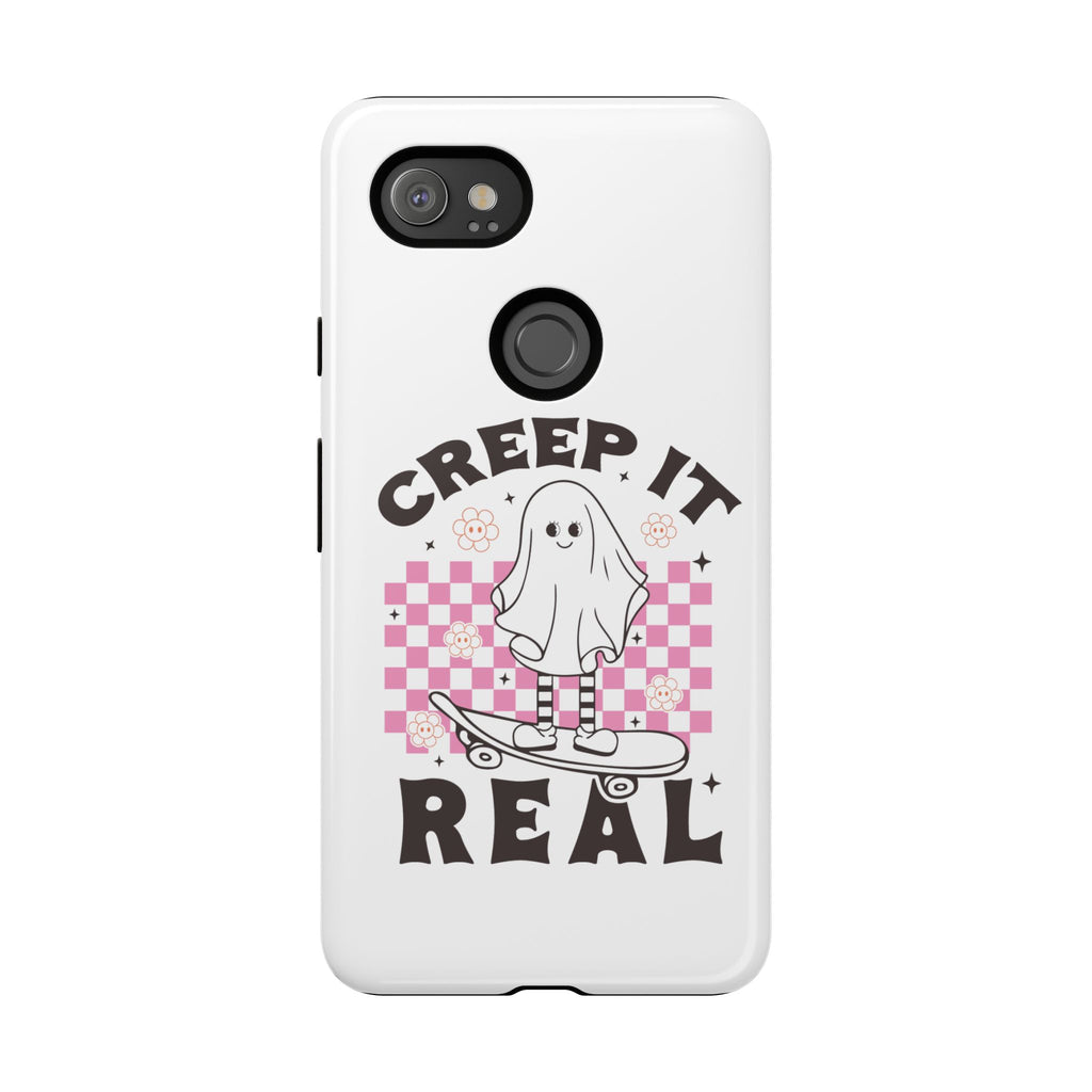 Cute Ghost Phone Case - Creep It Real, Halloween Accessories, Skateboard Theme, Kawaii Gift, Fun Phone Cover
