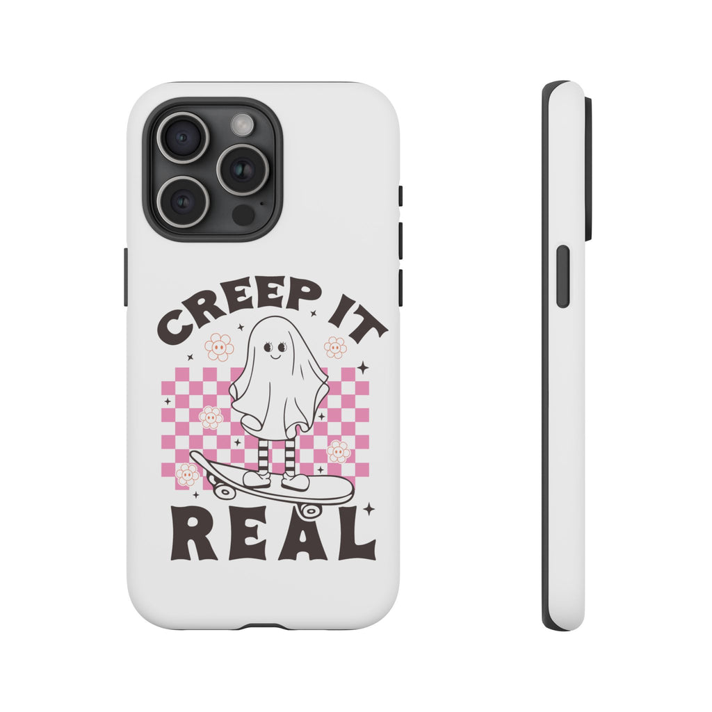 Cute Ghost Phone Case - Creep It Real, Halloween Accessories, Skateboard Theme, Kawaii Gift, Fun Phone Cover