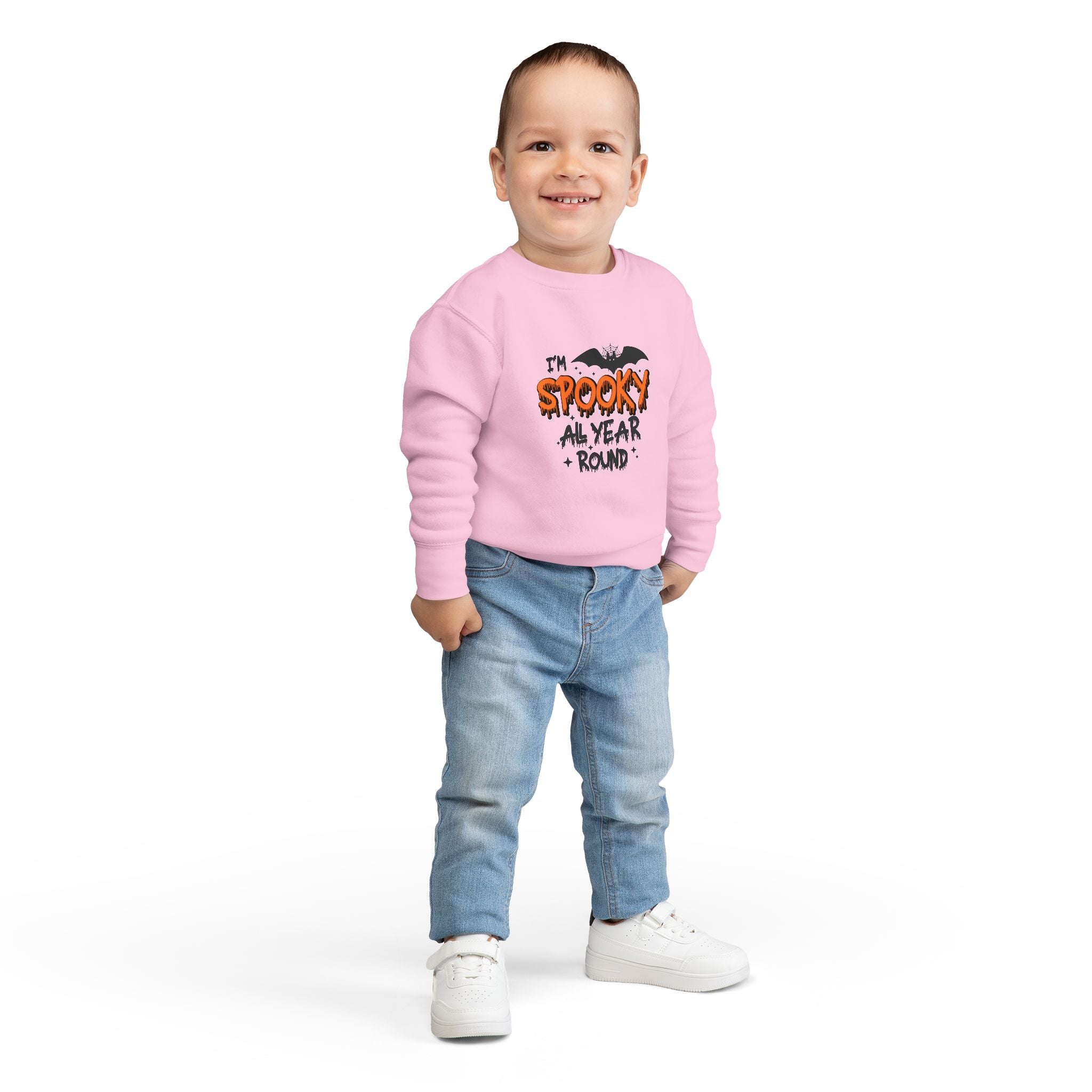 Spooky Toddler Sweatshirt for Year-Round Fun, Halloween Gift, Cozy Kids Clothing, Bat Graphic Pullover, Cute Toddler Outfit