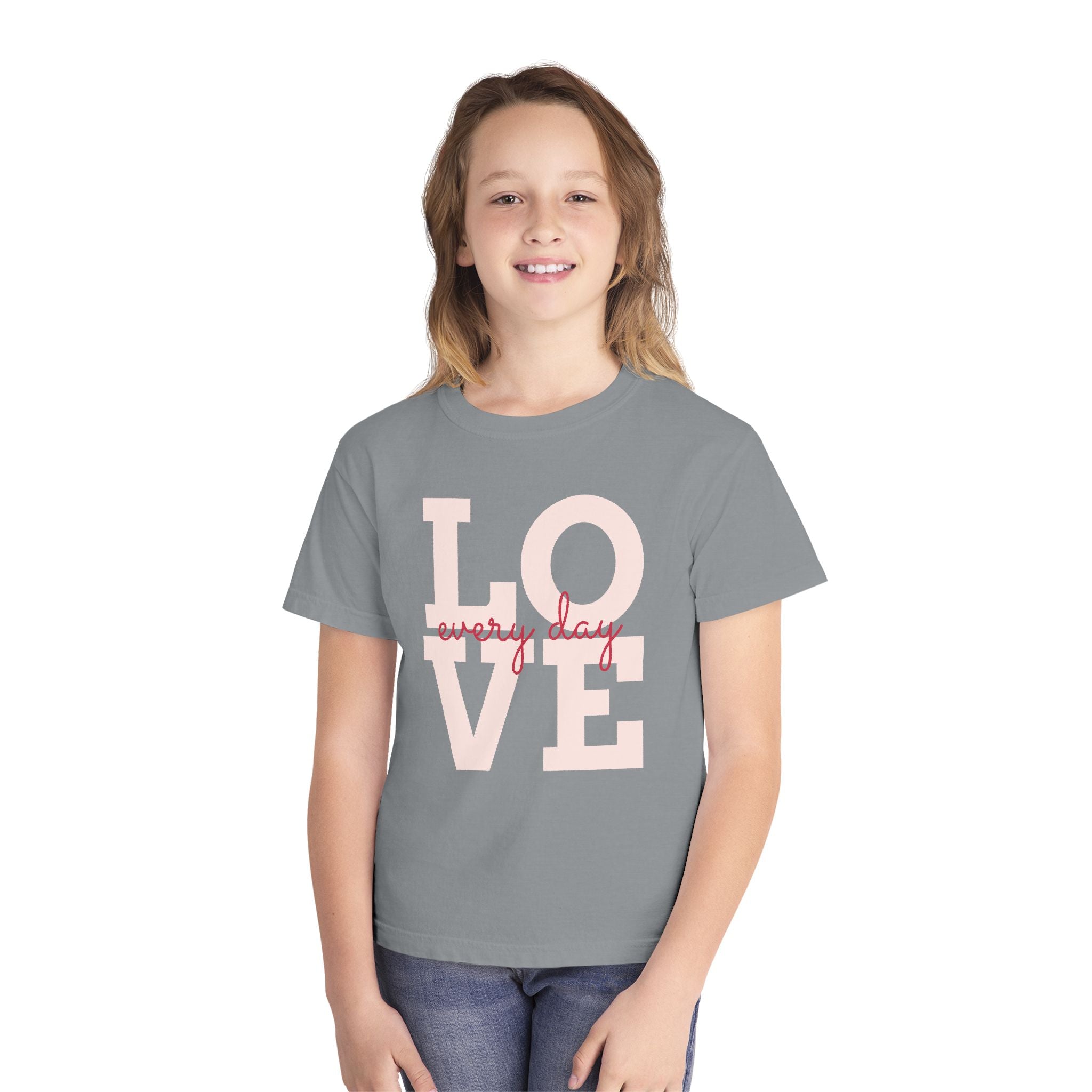 Love Every Day Youth Tee, Casual Shirt, Gift for Kids, Fun Everyday Wear, Heartfelt Message Tee, Valentine's Day