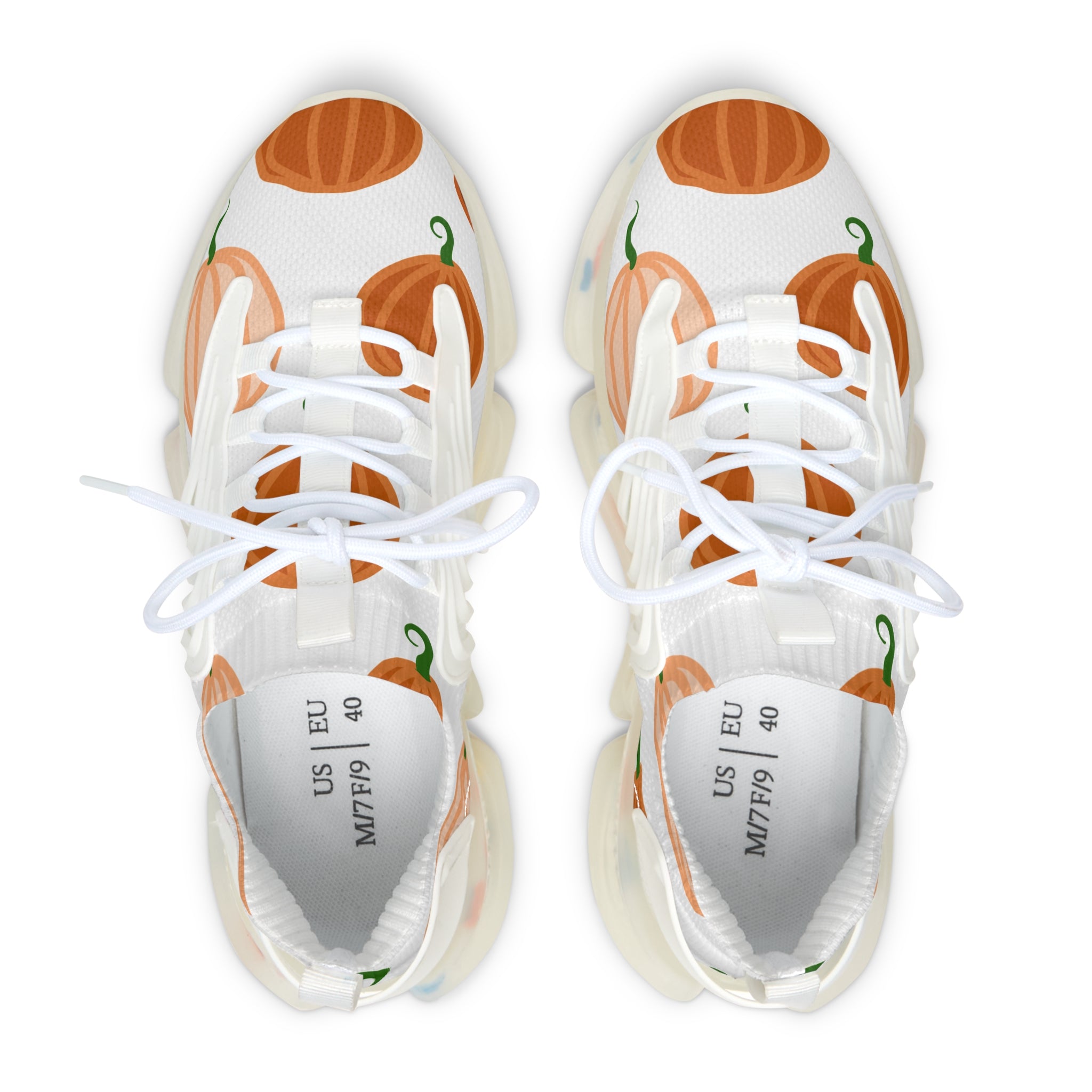 Women's Pumpkin Mesh Sneakers, Lightweight Footwear, Fall Fashion, Casual Sneakers, Halloween Style, Comfortable Sneakers
