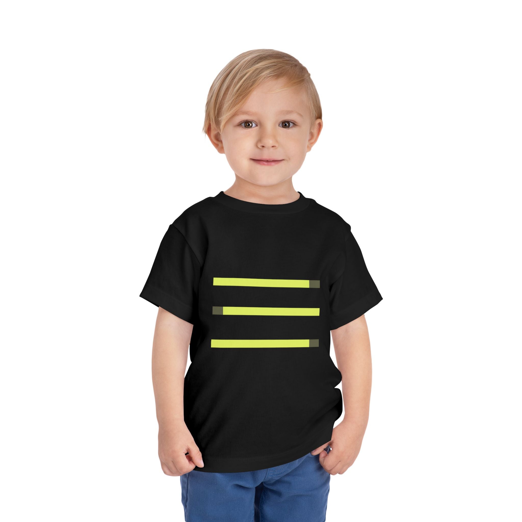 Toddler Short Sleeve Tee with Yellow Lines, Kids Fashion, Summer Playwear, Birthday Gift, Everyday Comfort, Fun Casual Wear
