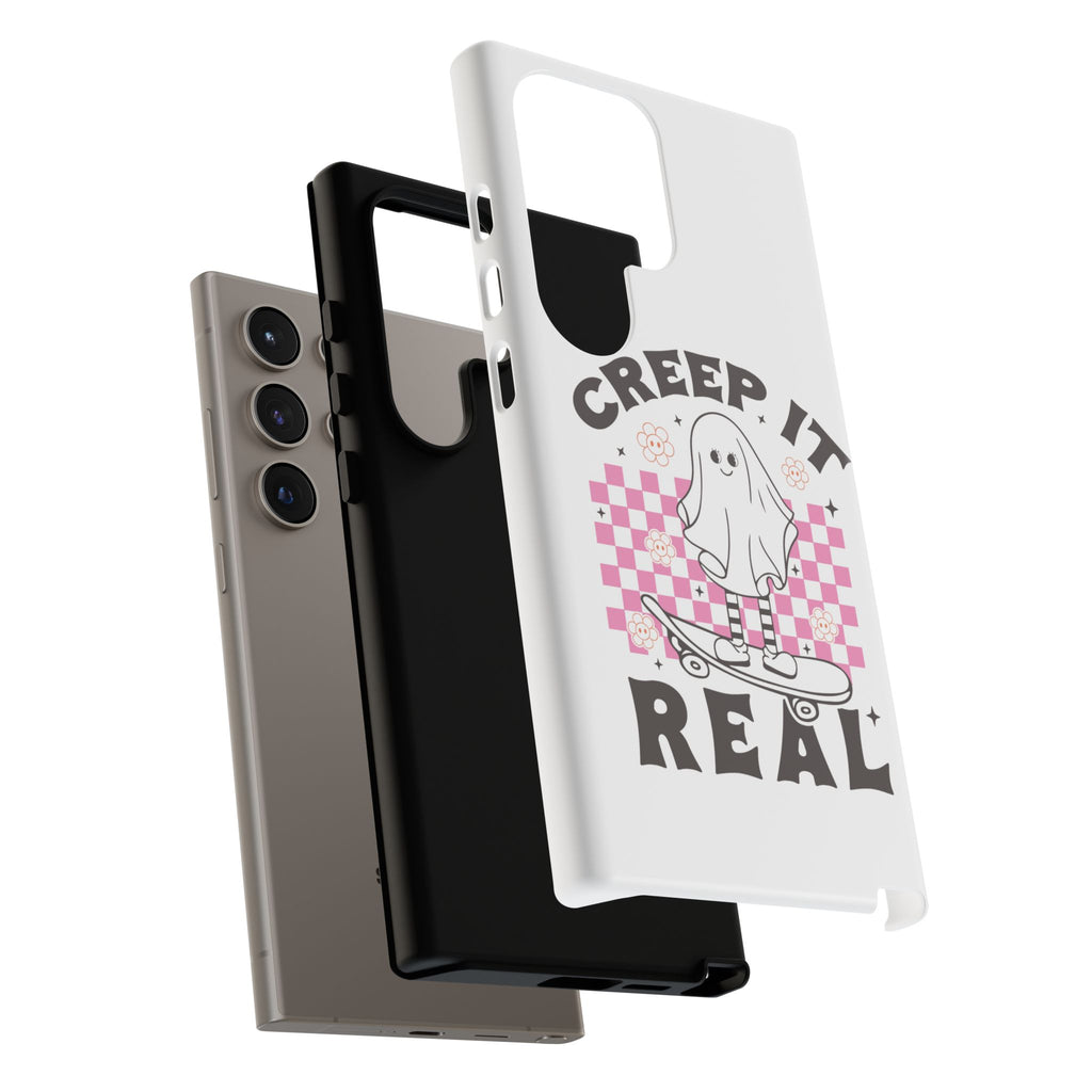Cute Ghost Phone Case - Creep It Real, Halloween Accessories, Skateboard Theme, Kawaii Gift, Fun Phone Cover