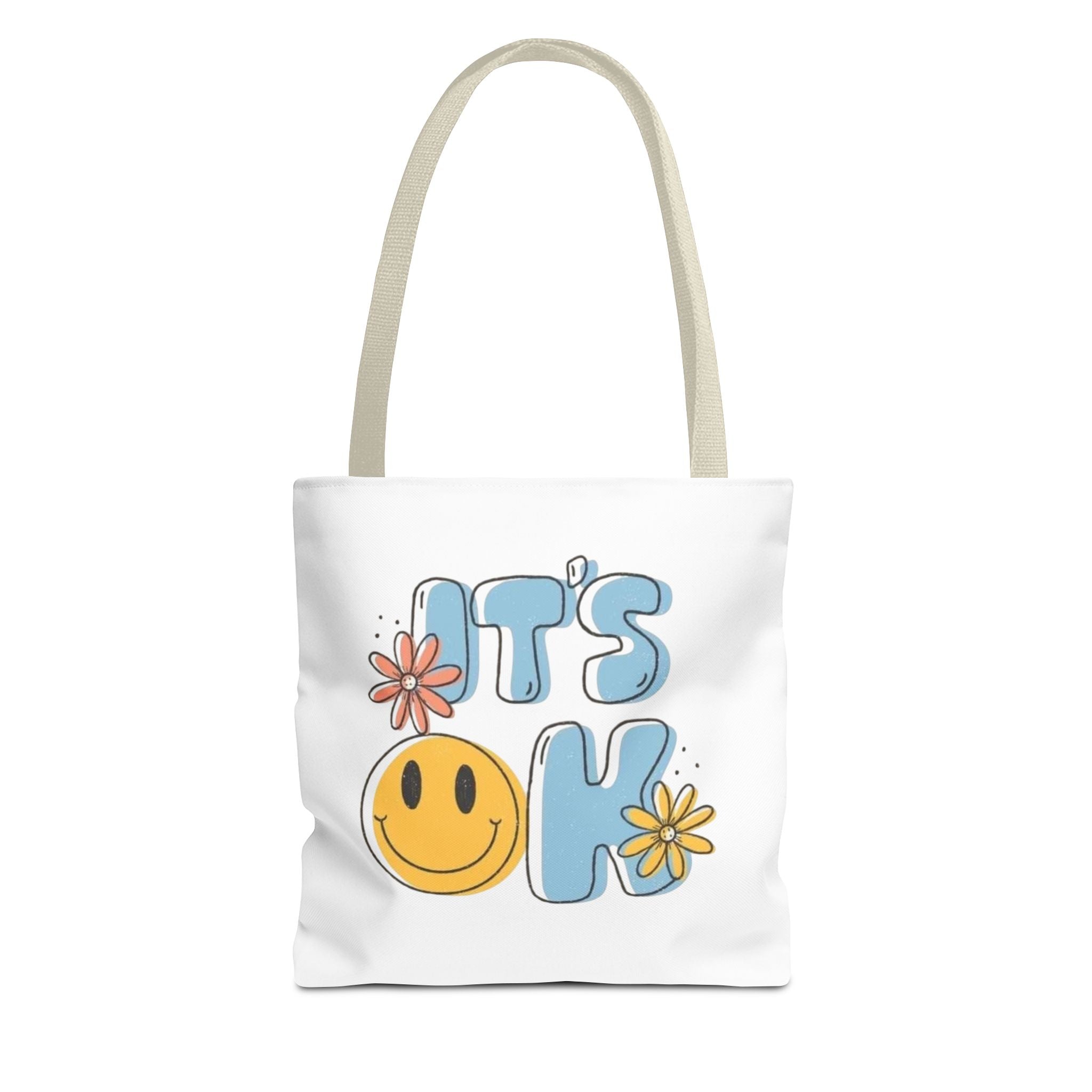 Cheerful Tote Bag - 'It's OK', Colorful Floral Design, Everyday Use, Gift for Friends, Beach & Shopping Bag