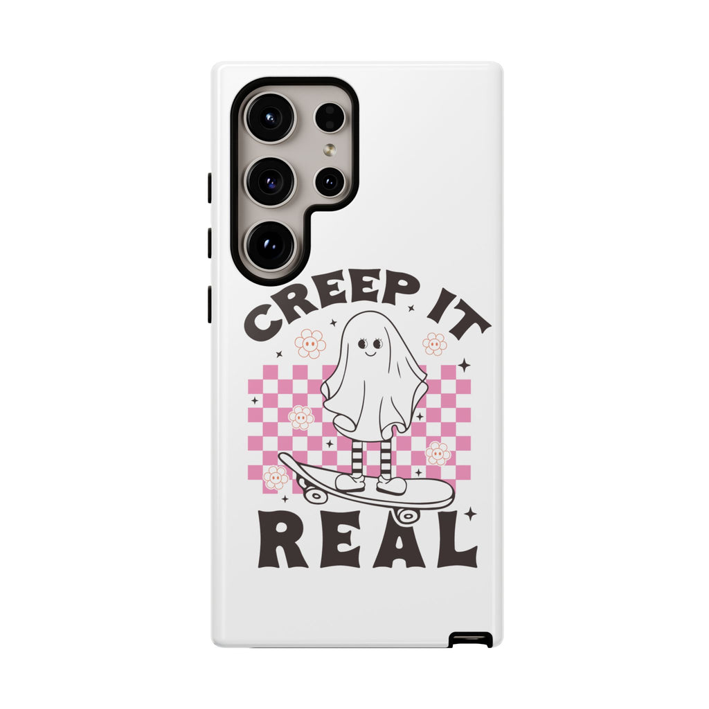 Cute Ghost Phone Case - Creep It Real, Halloween Accessories, Skateboard Theme, Kawaii Gift, Fun Phone Cover