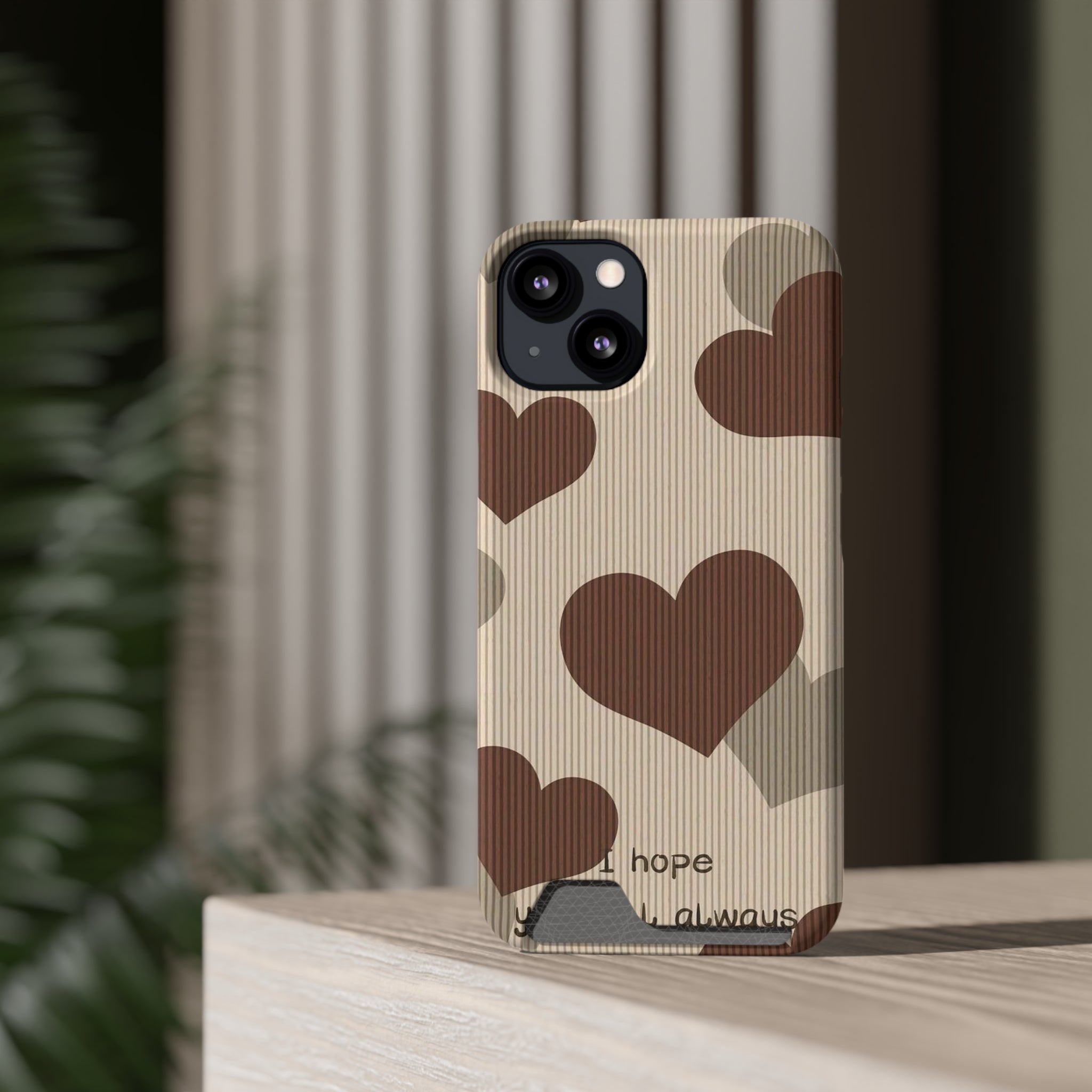 Heartfelt Phone Case with Card Holder | Cute Gift for Friends, Valentine's, Anniversary, Durable Protection, Everyday Use