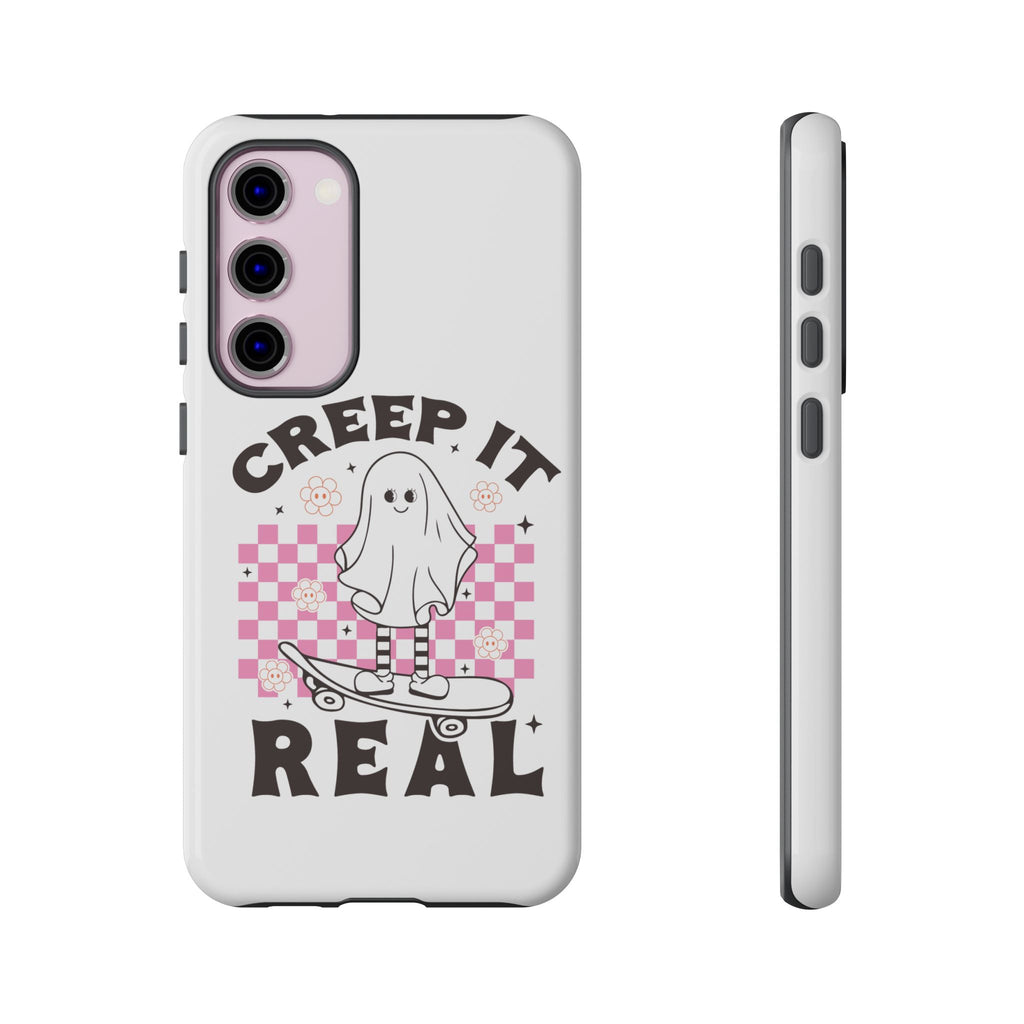 Cute Ghost Phone Case - Creep It Real, Halloween Accessories, Skateboard Theme, Kawaii Gift, Fun Phone Cover