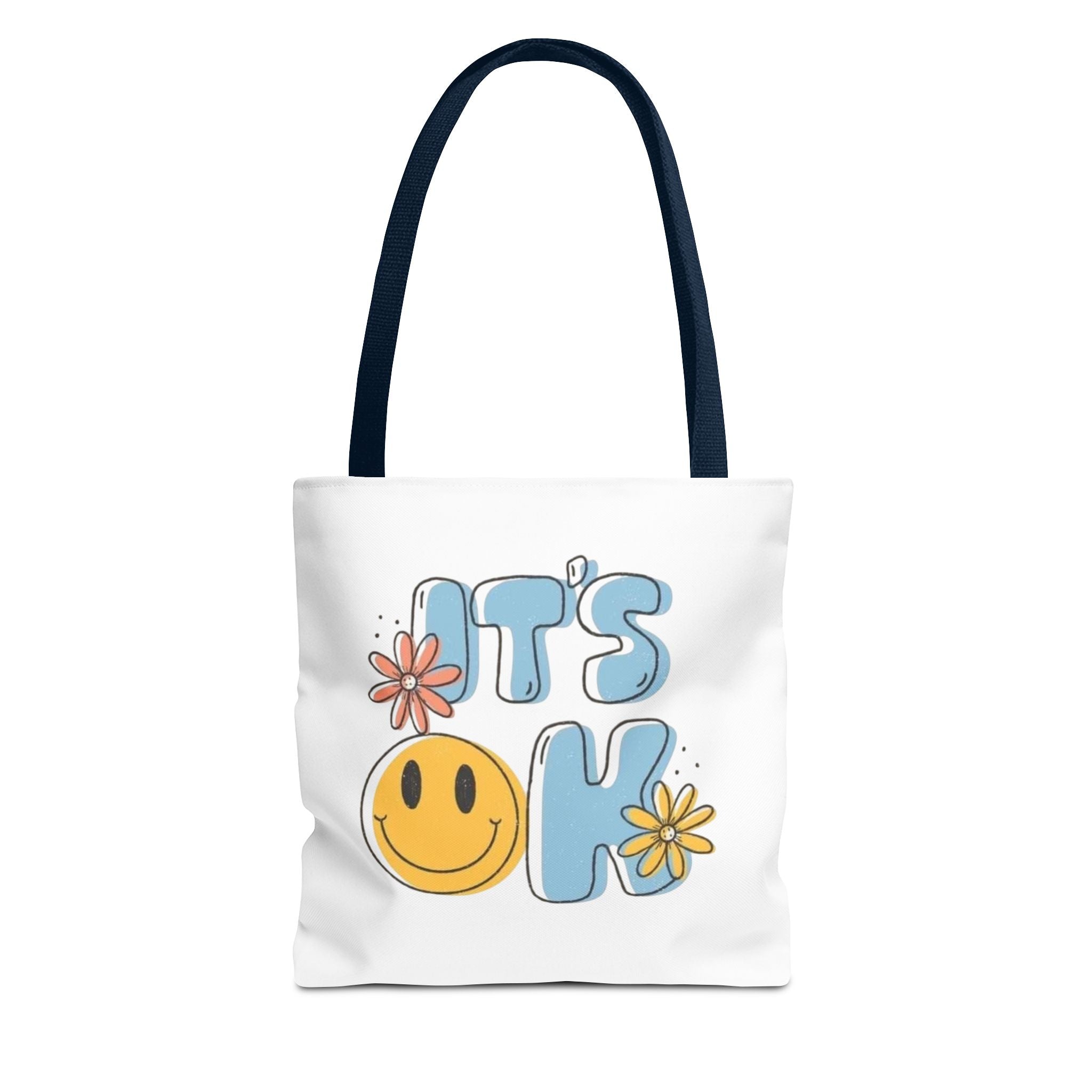 Cheerful Tote Bag - 'It's OK', Colorful Floral Design, Everyday Use, Gift for Friends, Beach & Shopping Bag