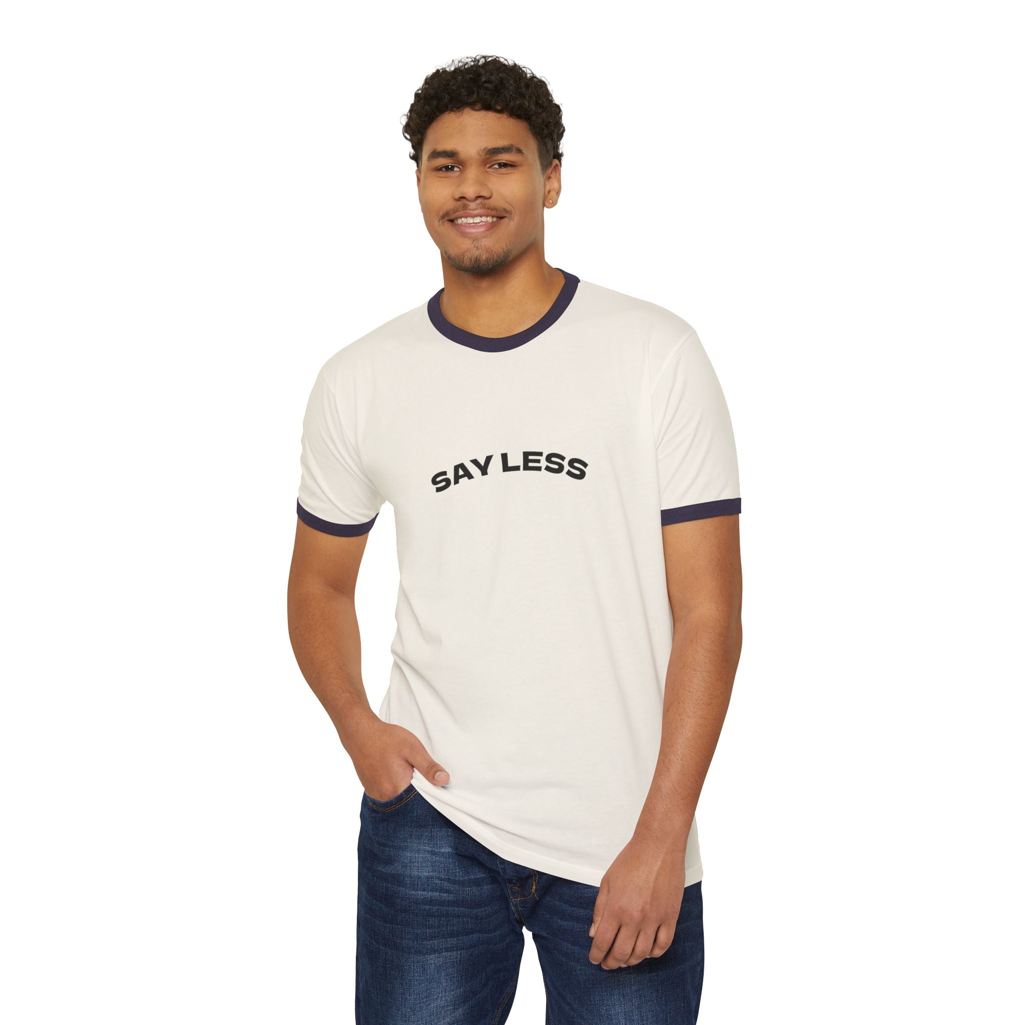 Chic Say Less Unisex Cotton Ringer T-Shirt - Casual Tee, Trendy Apparel, Gift for Friends, Everyday Wear, Fashion Statement