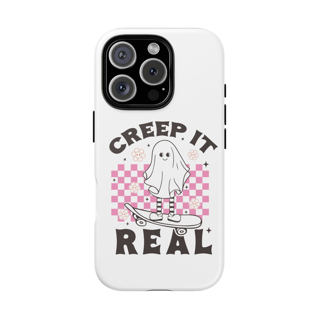 Cute Ghost Phone Case - Creep It Real, Halloween Accessories, Skateboard Theme, Kawaii Gift, Fun Phone Cover