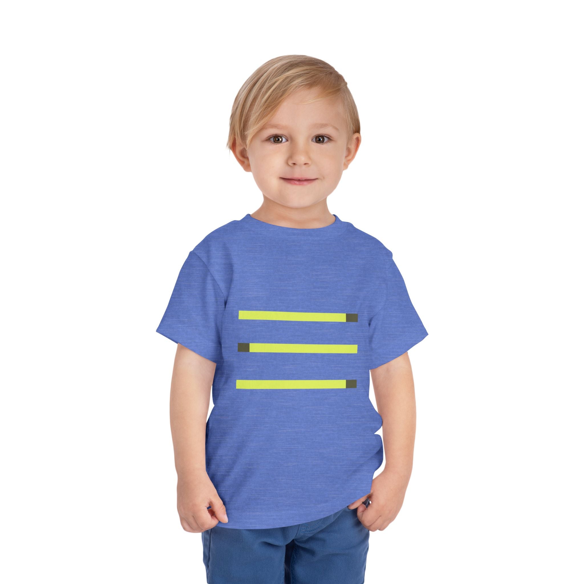 Toddler Short Sleeve Tee with Yellow Lines, Kids Fashion, Summer Playwear, Birthday Gift, Everyday Comfort, Fun Casual Wear