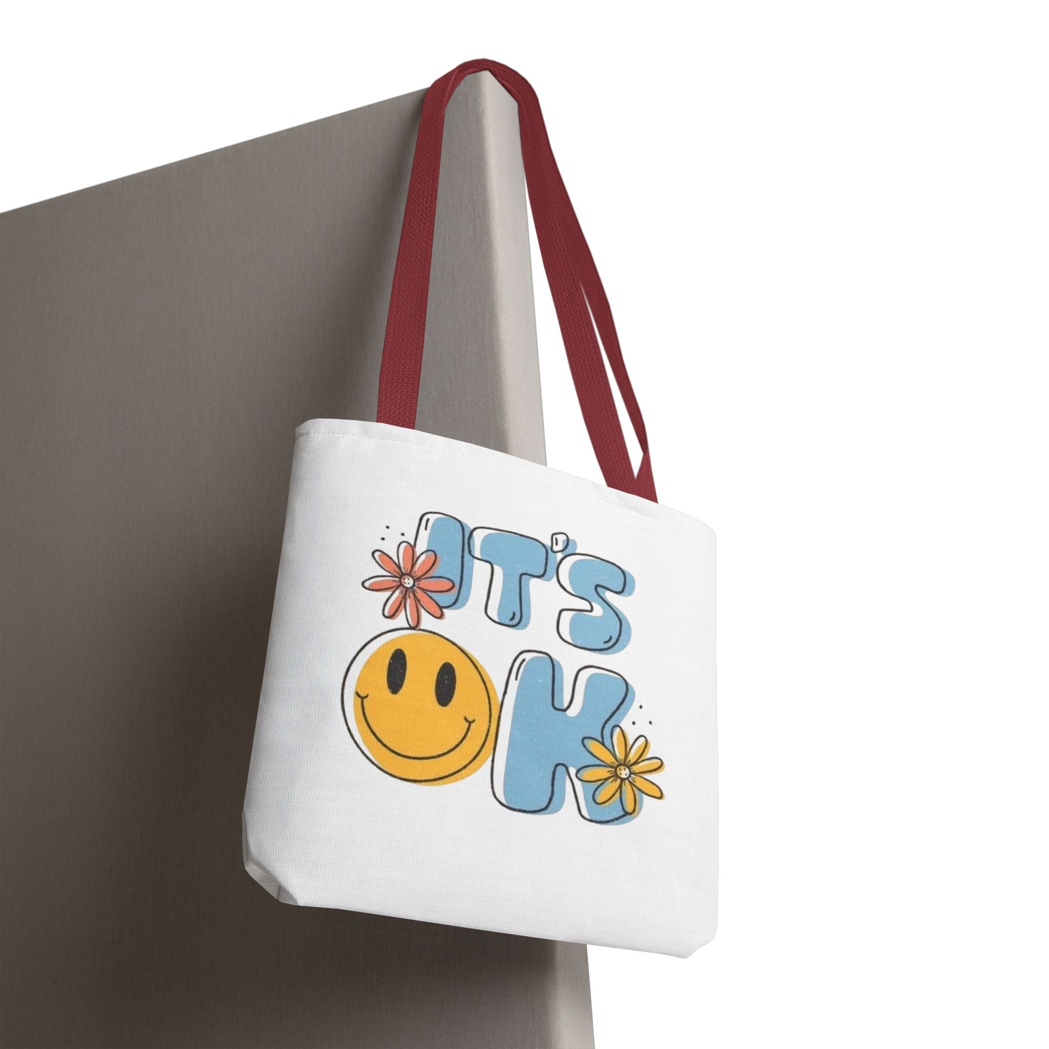 Cheerful Tote Bag - 'It's OK', Colorful Floral Design, Everyday Use, Gift for Friends, Beach & Shopping Bag