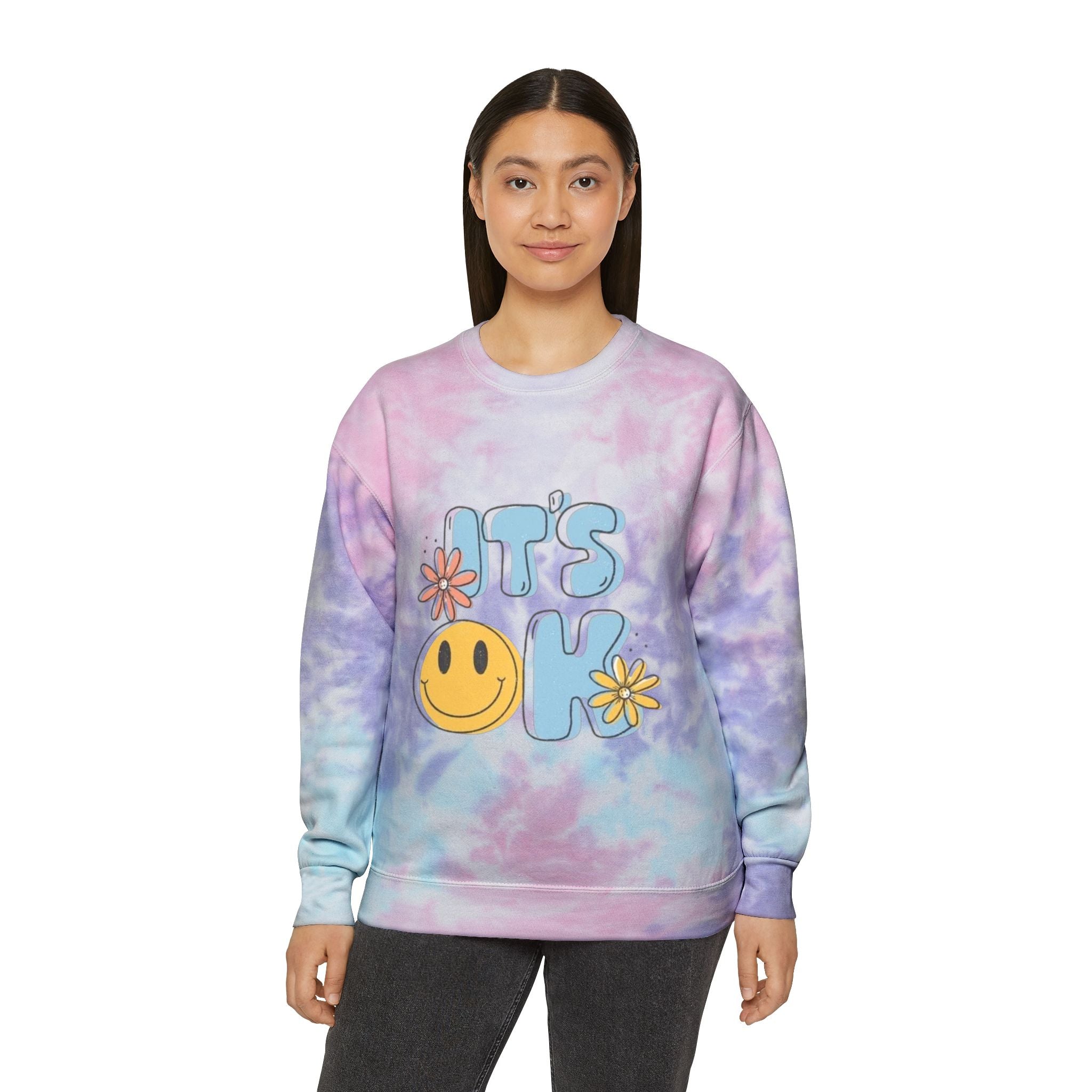 Cheerful Tie-Dye Sweatshirt | Perfect for Cozy Days, Gift for Friends, Self-Care, Summer Festivals, Relaxed Vibes