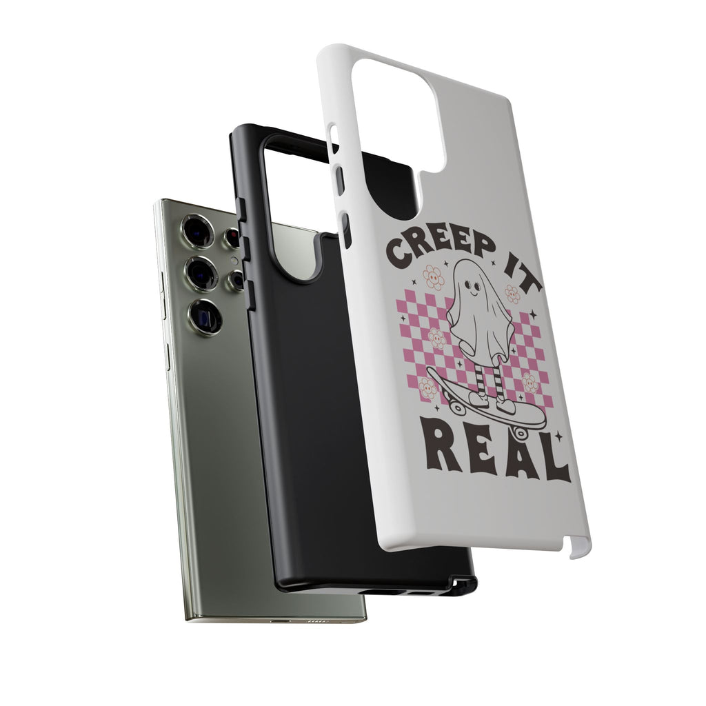 Cute Ghost Phone Case - Creep It Real, Halloween Accessories, Skateboard Theme, Kawaii Gift, Fun Phone Cover