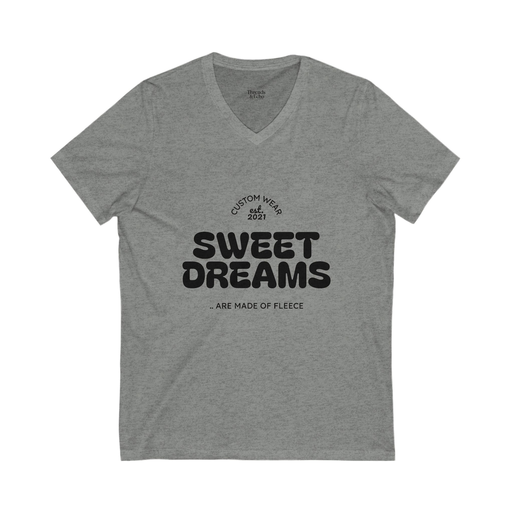 Sweet Dreams V-Neck Tee, Unisex Tee, Casual Tee, Gift for Sleep Lovers, Lounge Wear, Comfort T-Shirt