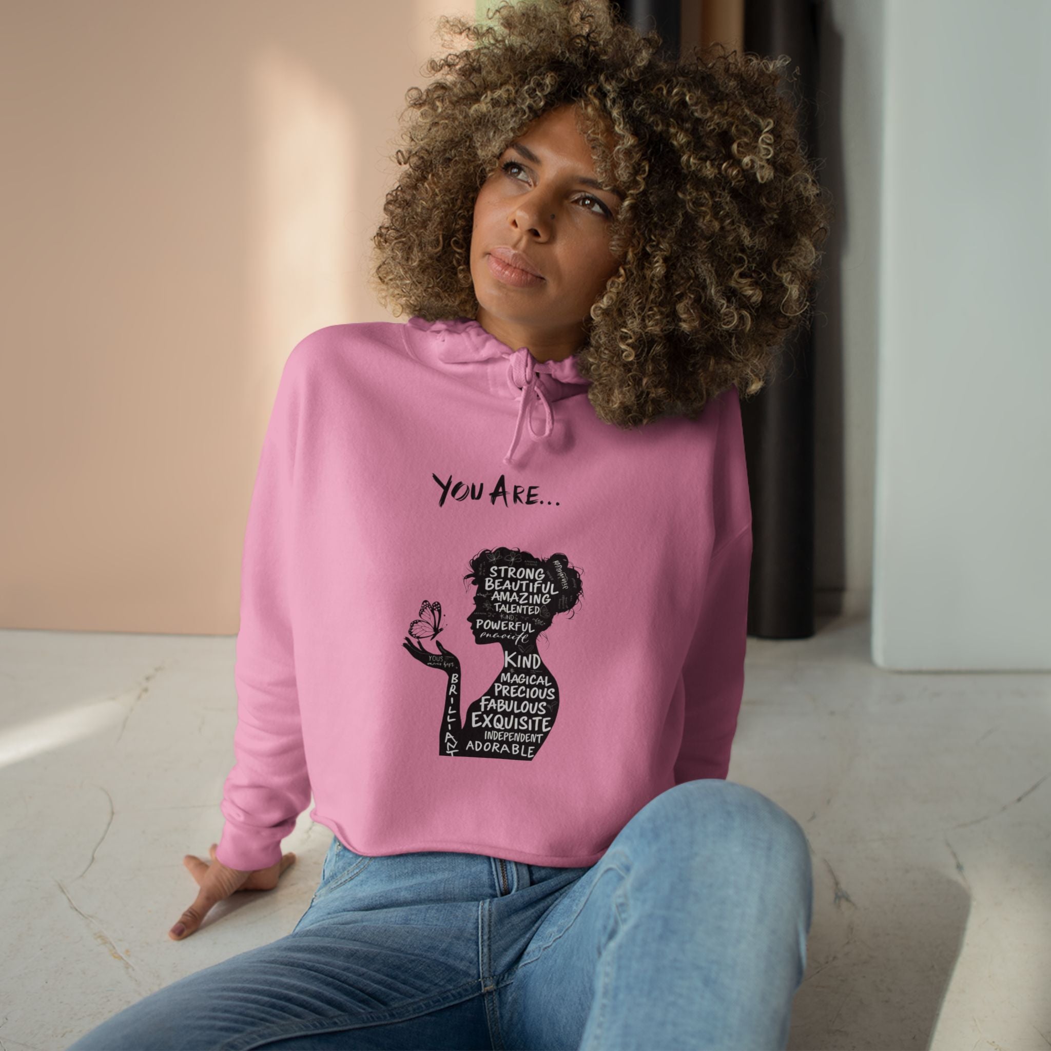 Empowering Crop Hoodie - Inspirational Quote, Gift for Her, Motivational Apparel, Casual Wear, Birthday Gifts, Positive Vibes