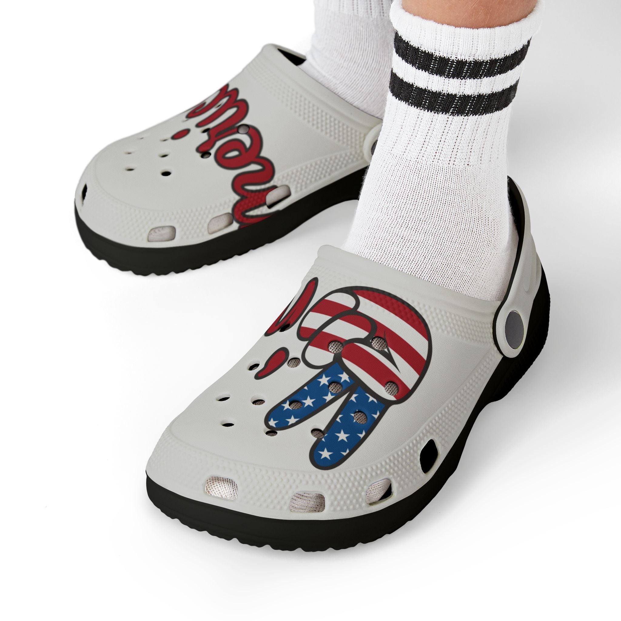 Patriotic Kid's Clogs, Fun Summer Footwear, Ideal for Holidays, Outdoor Play, Fourth of July, Independence Day, Travel, Casual Style