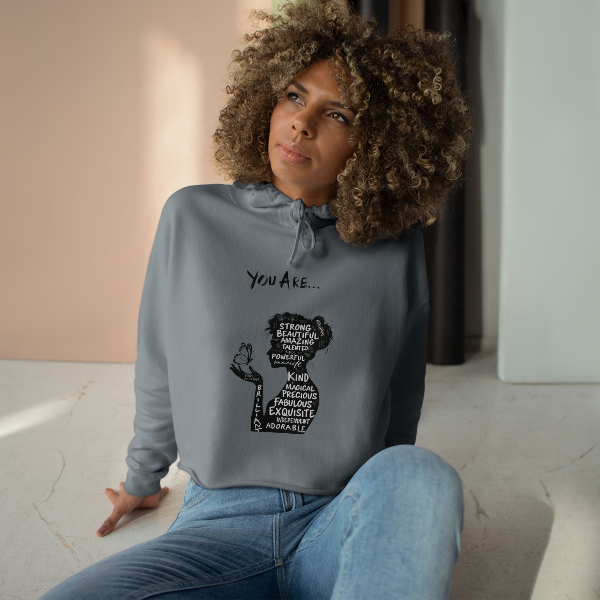 Empowering Crop Hoodie - Inspirational Quote, Gift for Her, Motivational Apparel, Casual Wear, Birthday Gifts, Positive Vibes