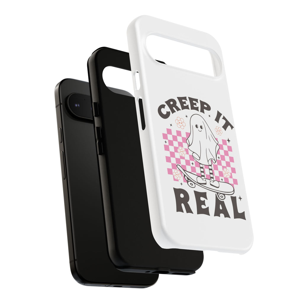 Cute Ghost Phone Case - Creep It Real, Halloween Accessories, Skateboard Theme, Kawaii Gift, Fun Phone Cover