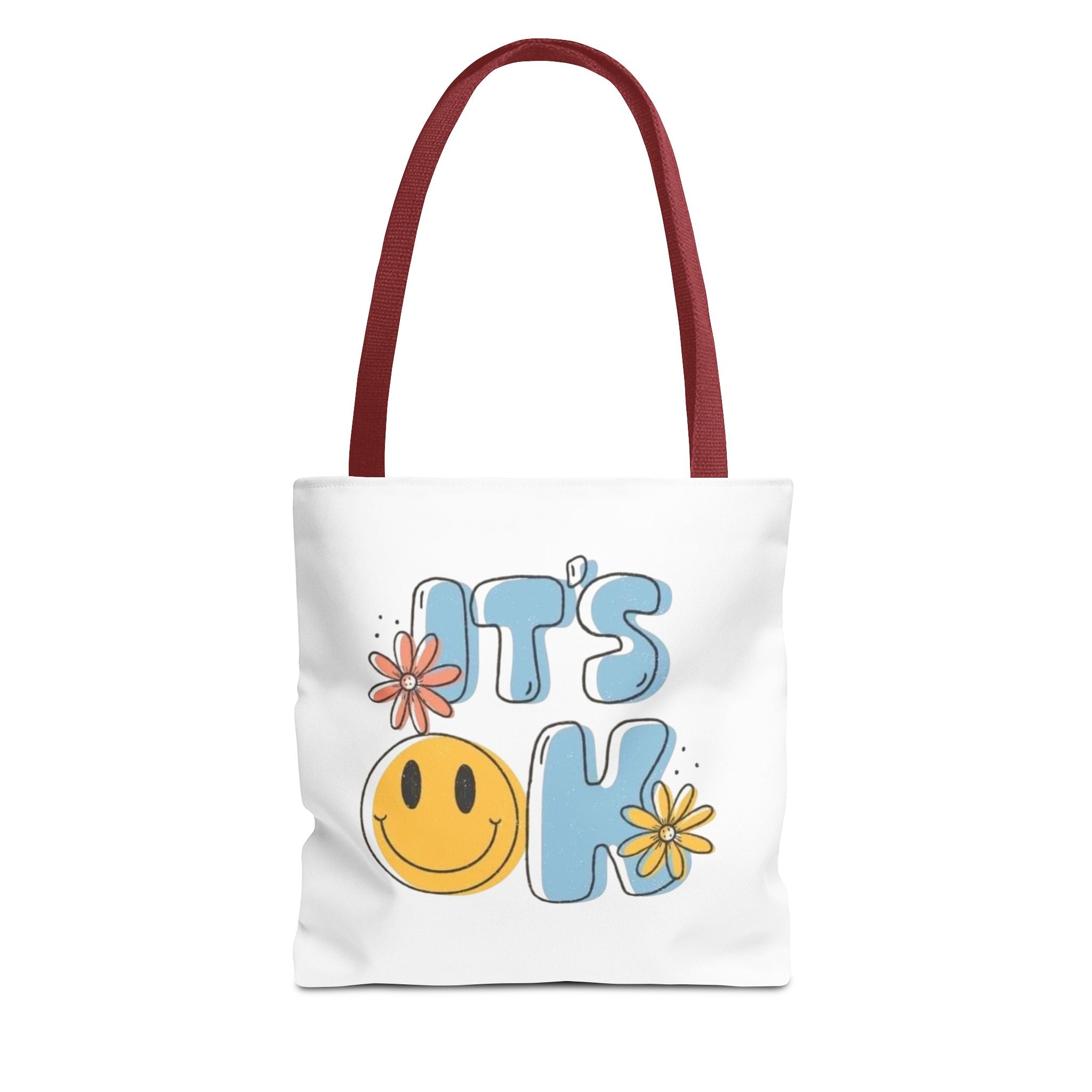 Cheerful Tote Bag - 'It's OK', Colorful Floral Design, Everyday Use, Gift for Friends, Beach & Shopping Bag