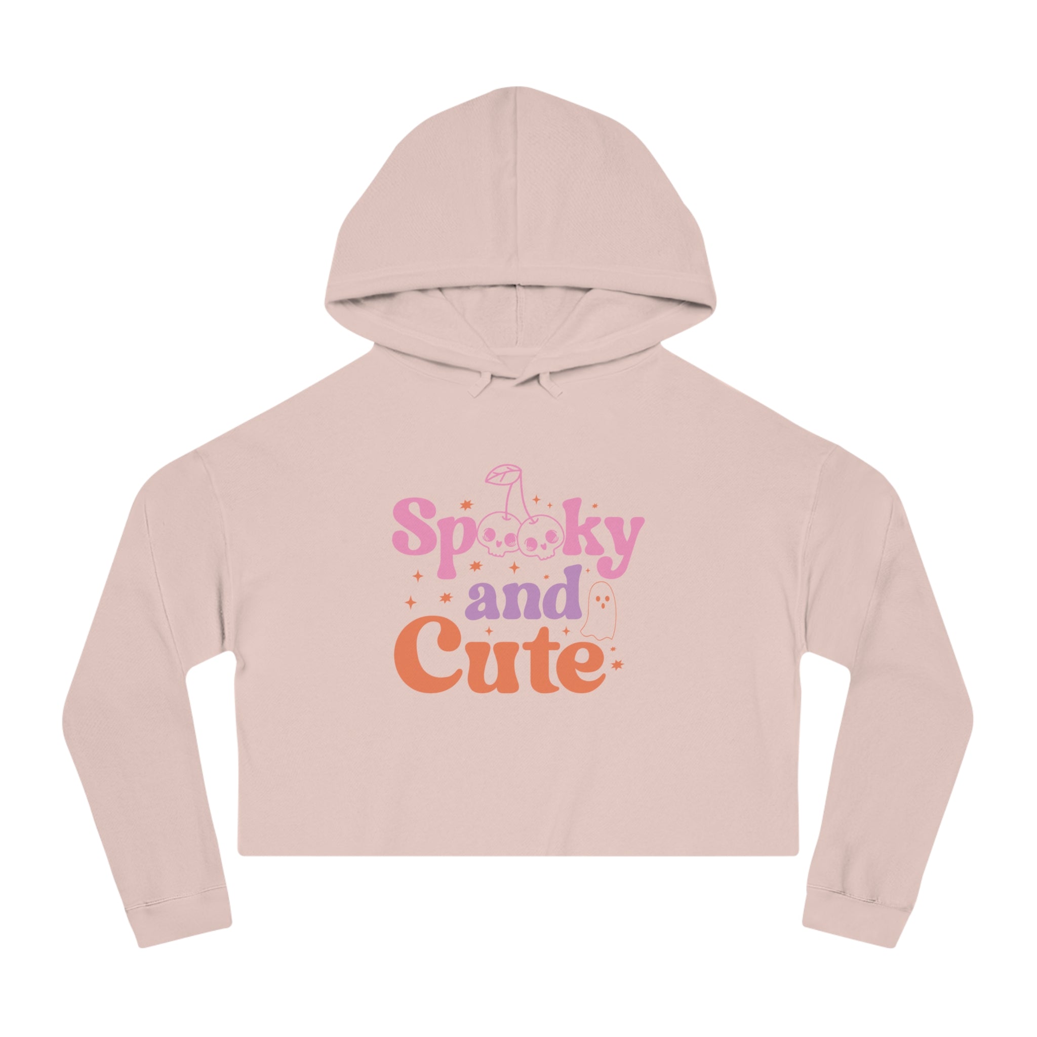 Spooky and Cute Cropped Hoodie, Women's Halloween Fashion, Cozy Sweatshirt, Trendy Fall Apparel, Gift for Her, Casual Style