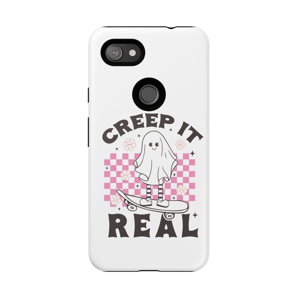 Cute Ghost Phone Case - Creep It Real, Halloween Accessories, Skateboard Theme, Kawaii Gift, Fun Phone Cover