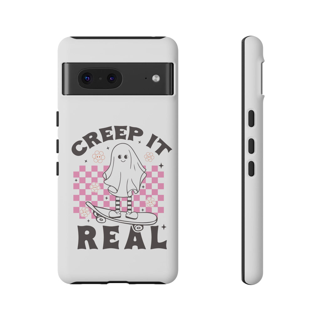 Cute Ghost Phone Case - Creep It Real, Halloween Accessories, Skateboard Theme, Kawaii Gift, Fun Phone Cover