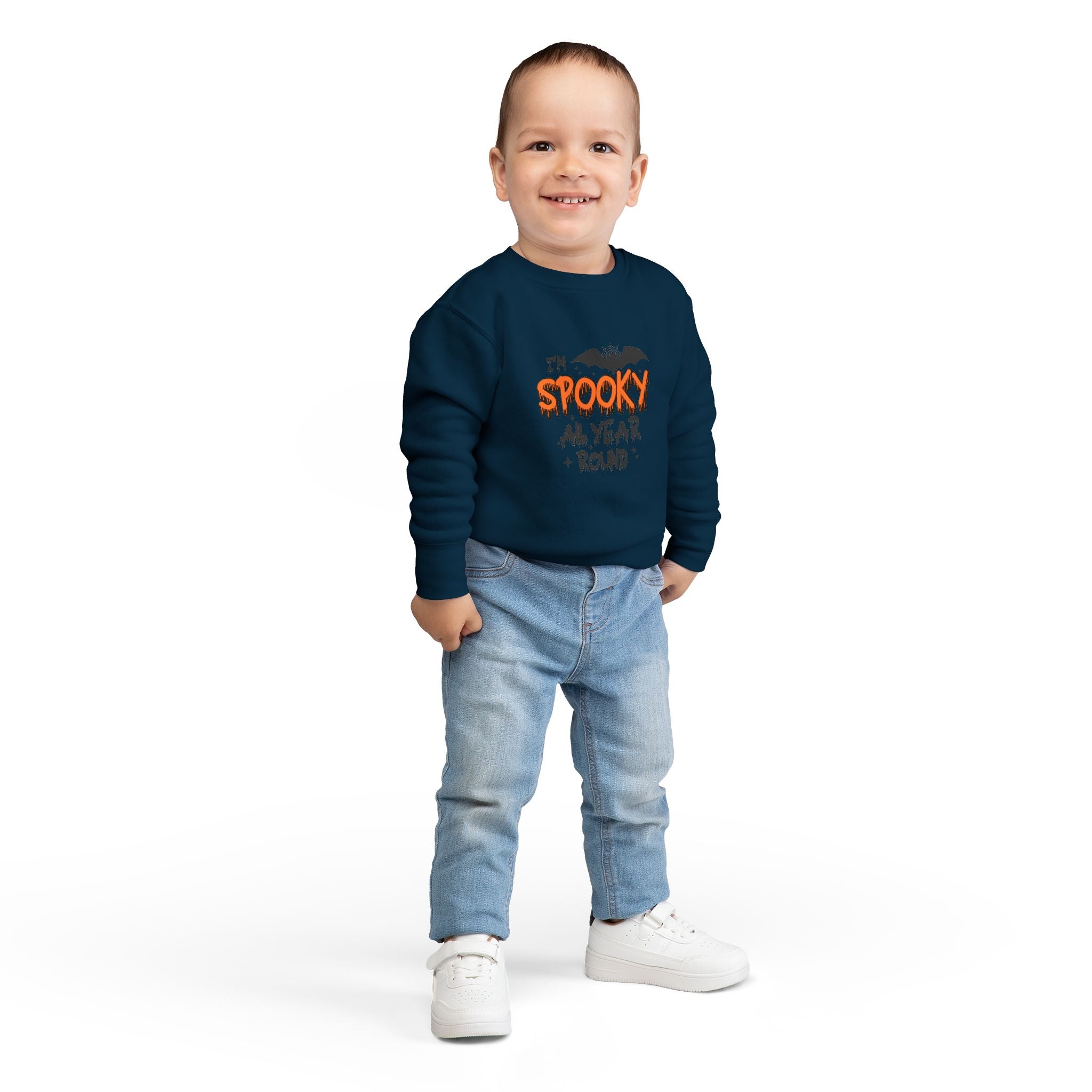 Spooky Toddler Sweatshirt for Year-Round Fun, Halloween Gift, Cozy Kids Clothing, Bat Graphic Pullover, Cute Toddler Outfit