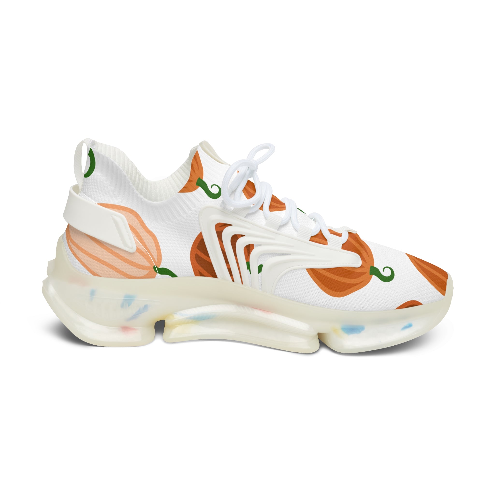 Women's Pumpkin Mesh Sneakers, Lightweight Footwear, Fall Fashion, Casual Sneakers, Halloween Style, Comfortable Sneakers