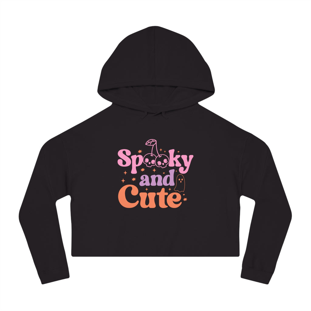 Spooky and Cute Cropped Hoodie, Women's Halloween Fashion, Cozy Sweatshirt, Trendy Fall Apparel, Gift for Her, Casual Style
