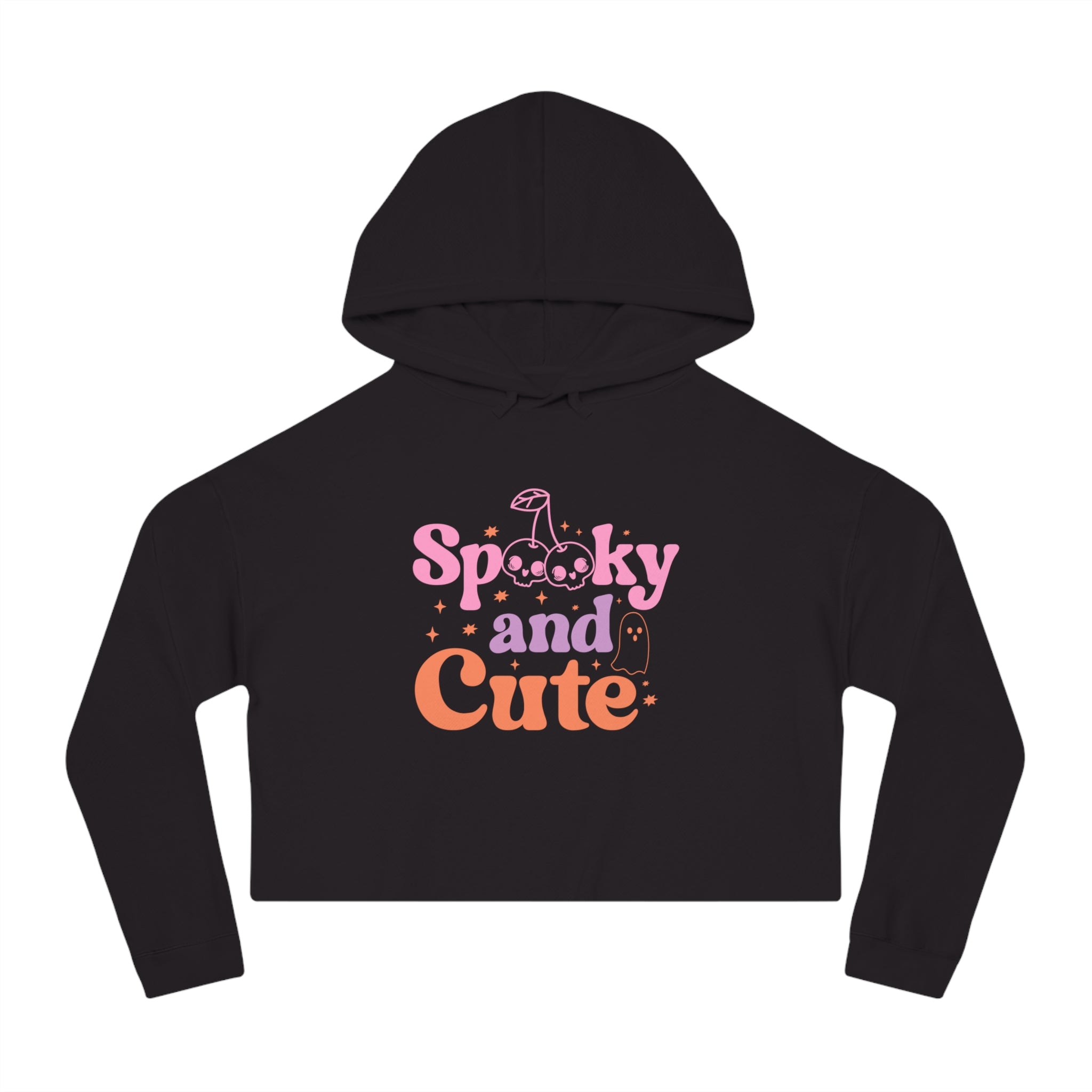 Spooky and Cute Cropped Hoodie, Women's Halloween Fashion, Cozy Sweatshirt, Trendy Fall Apparel, Gift for Her, Casual Style