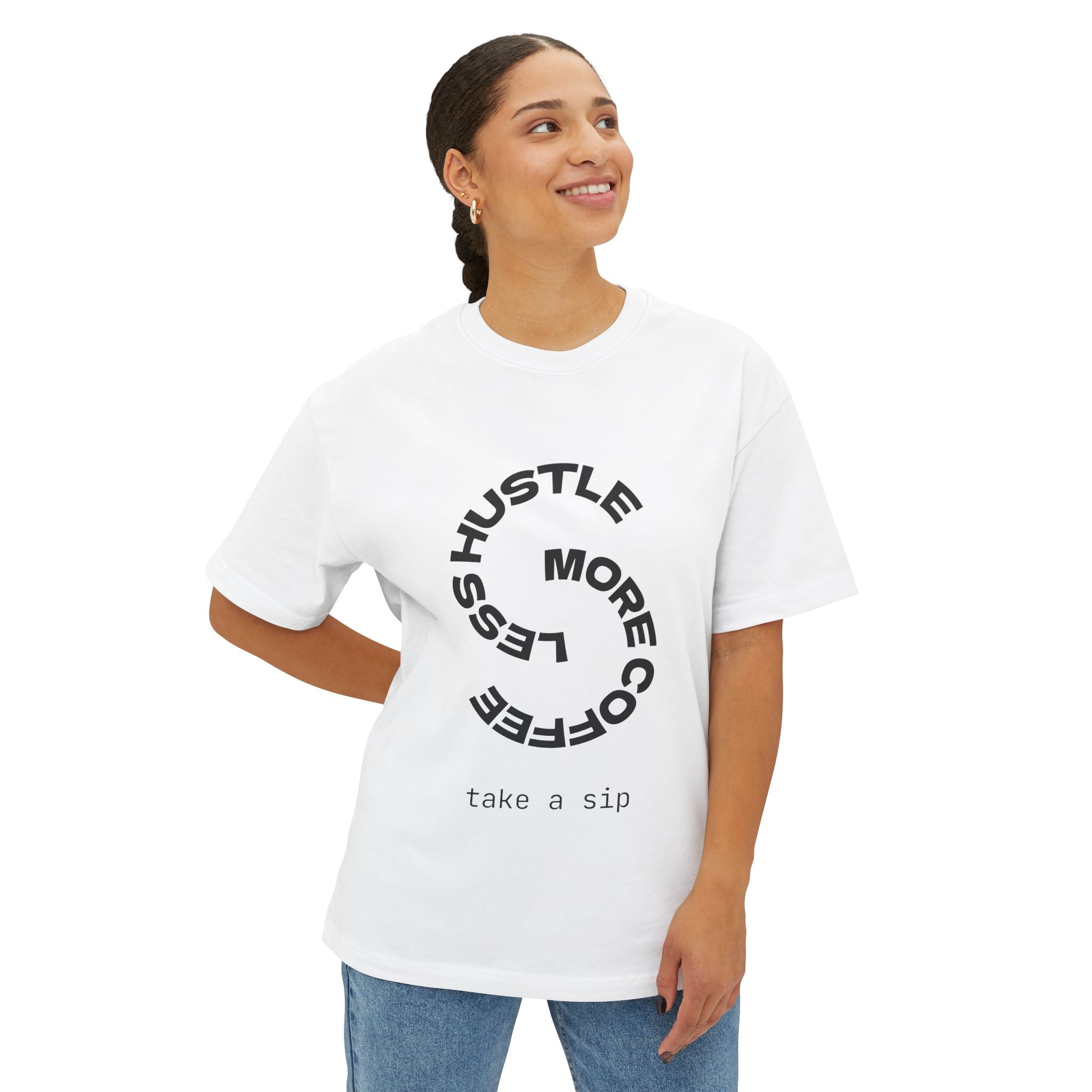 Coffee Lover's Unisex Tee - Hustle Less, Sip More, Gift for Coffee Enthusiasts