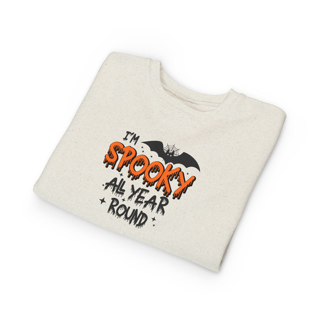 Spooky Toddler Sweatshirt for Year-Round Fun, Halloween Gift, Cozy Kids Clothing, Bat Graphic Pullover, Cute Toddler Outfit