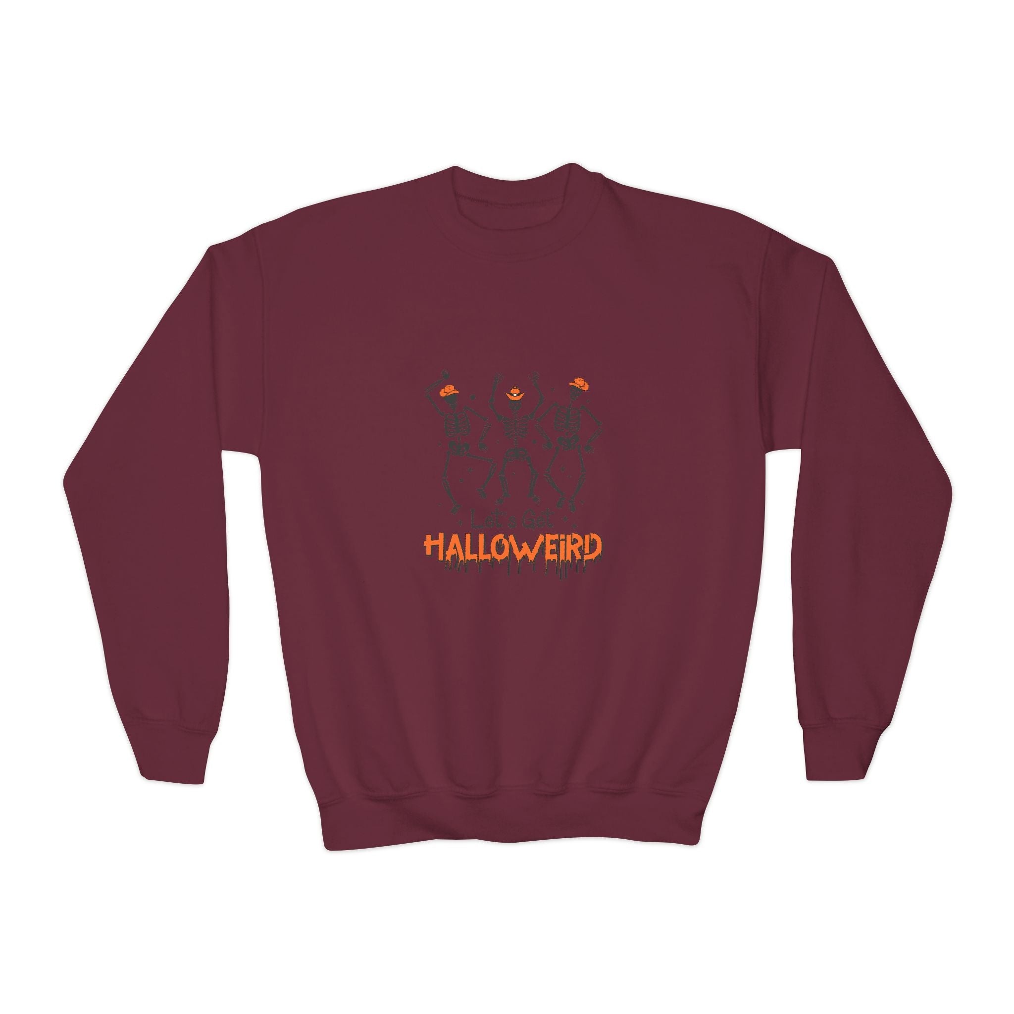 Halloween Youth Crewneck Sweatshirt, Spooky Sweatshirt, Kids Halloween Costume, Trick or Treat Gift, Fall Apparel, Cozy Halloween Clothing