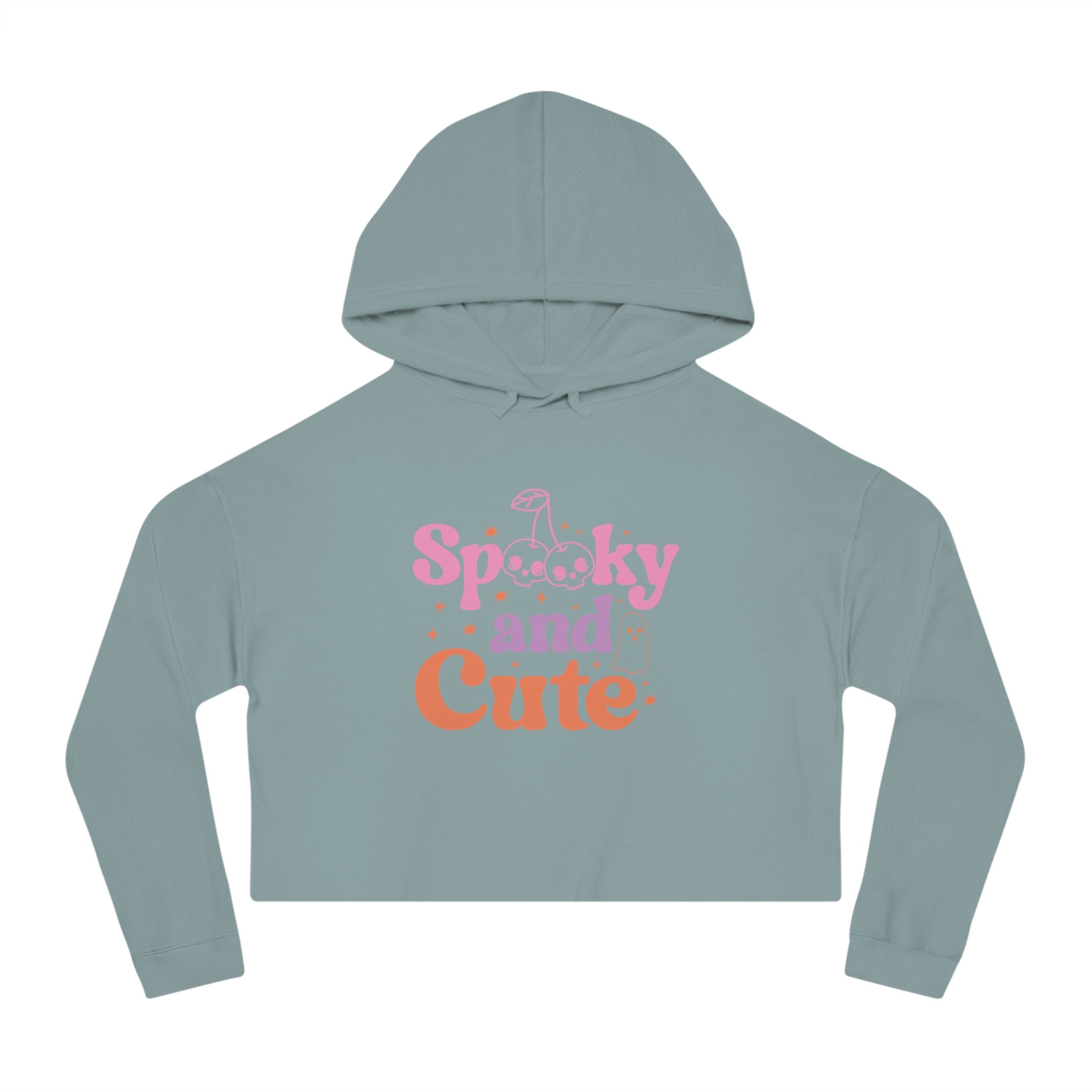 Spooky and Cute Cropped Hoodie, Women's Halloween Fashion, Cozy Sweatshirt, Trendy Fall Apparel, Gift for Her, Casual Style