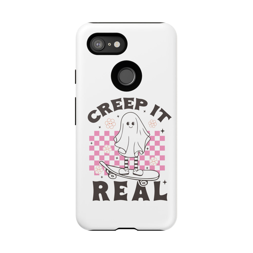 Cute Ghost Phone Case - Creep It Real, Halloween Accessories, Skateboard Theme, Kawaii Gift, Fun Phone Cover