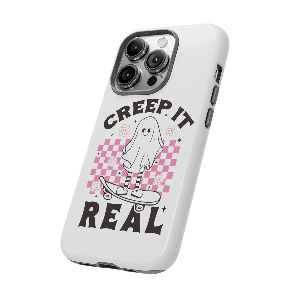 Cute Ghost Phone Case - Creep It Real, Halloween Accessories, Skateboard Theme, Kawaii Gift, Fun Phone Cover