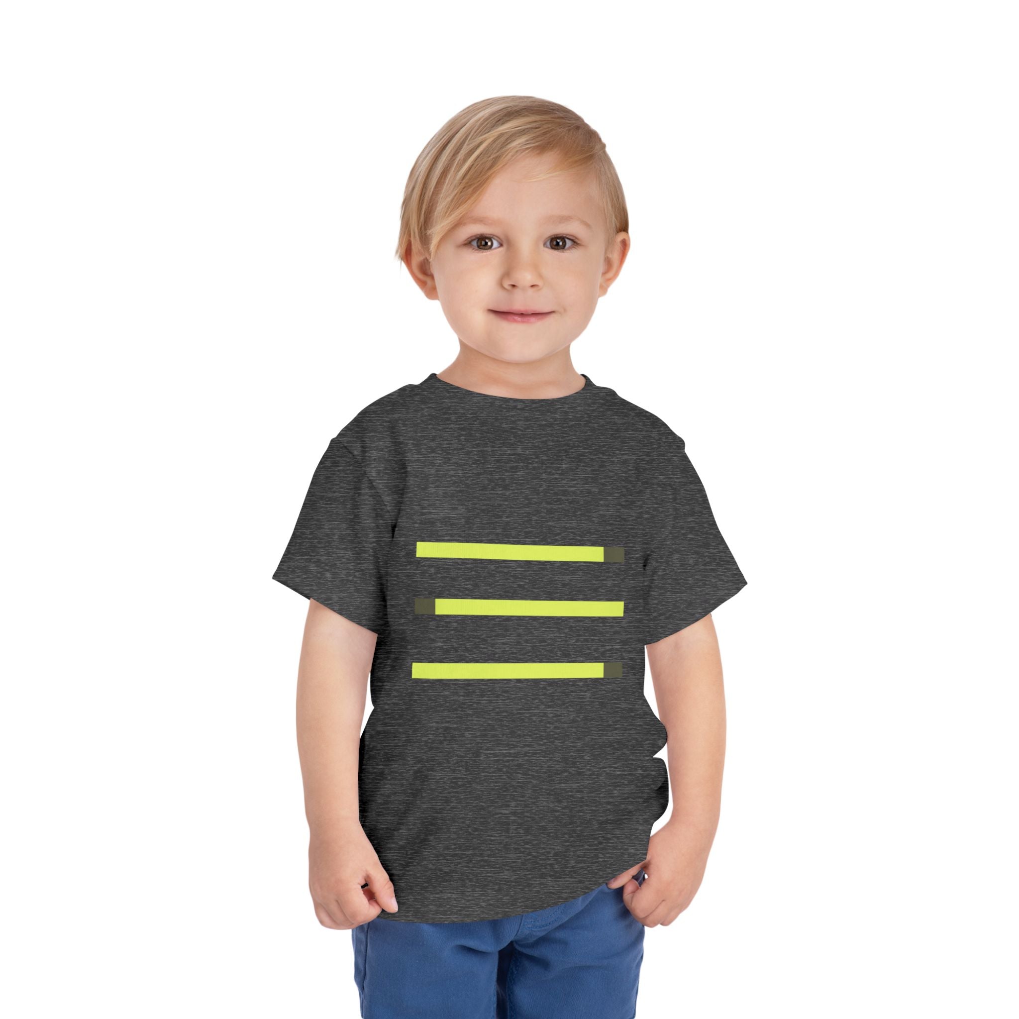 Toddler Short Sleeve Tee with Yellow Lines, Kids Fashion, Summer Playwear, Birthday Gift, Everyday Comfort, Fun Casual Wear