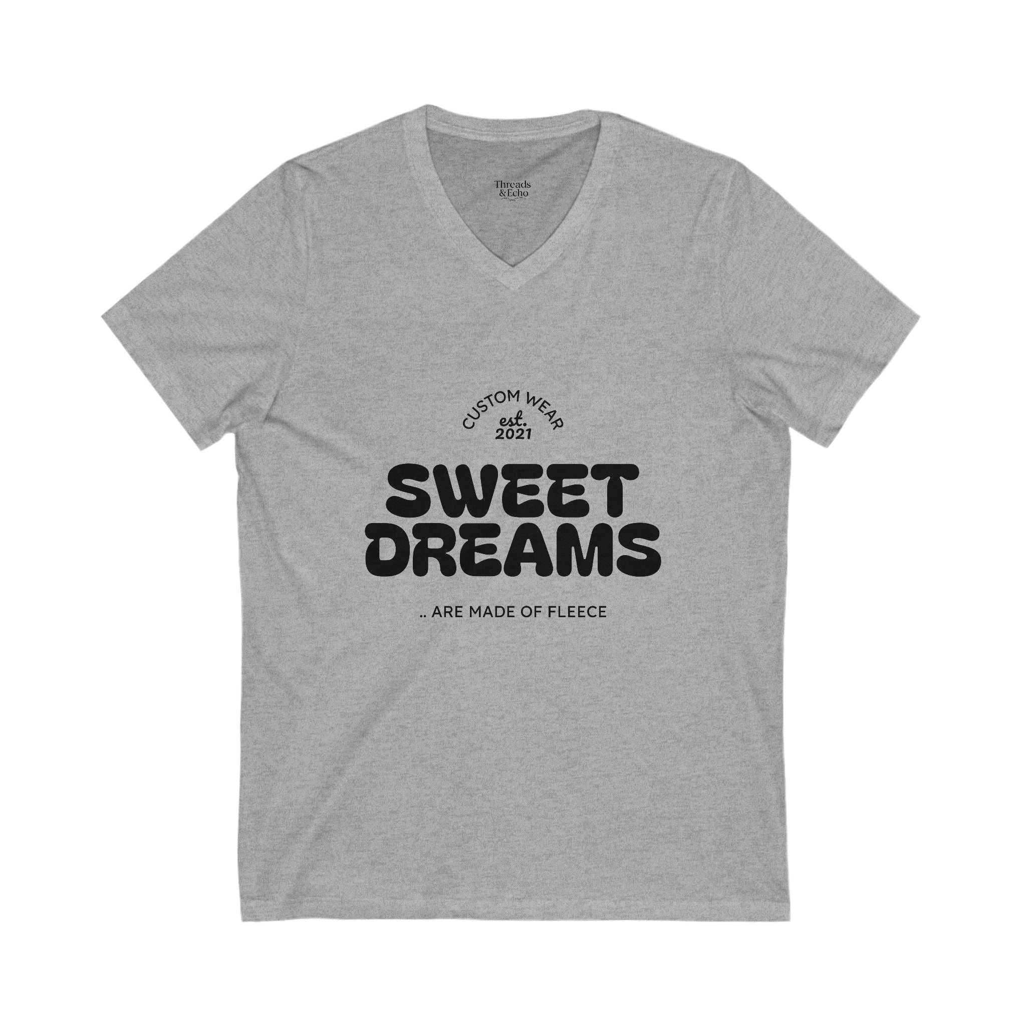 Sweet Dreams V-Neck Tee, Unisex Tee, Casual Tee, Gift for Sleep Lovers, Lounge Wear, Comfort T-Shirt