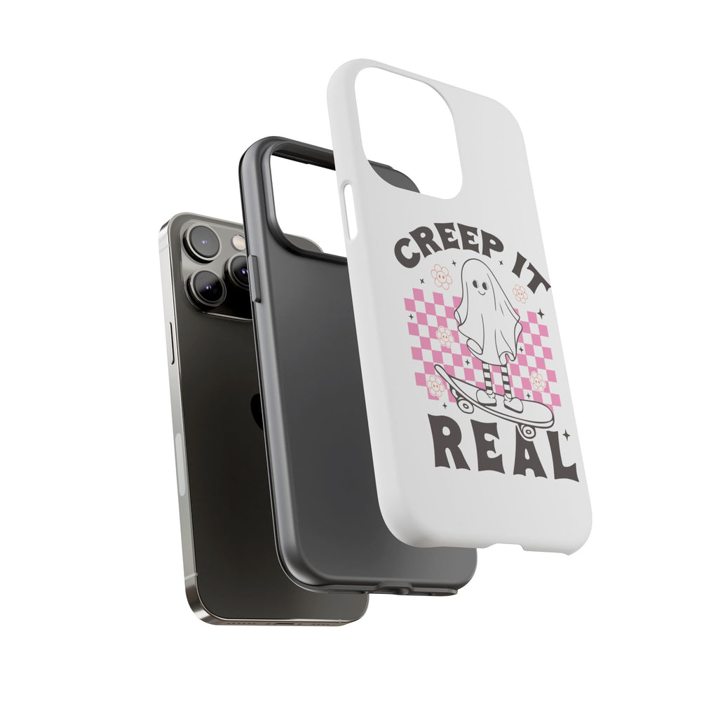Cute Ghost Phone Case - Creep It Real, Halloween Accessories, Skateboard Theme, Kawaii Gift, Fun Phone Cover