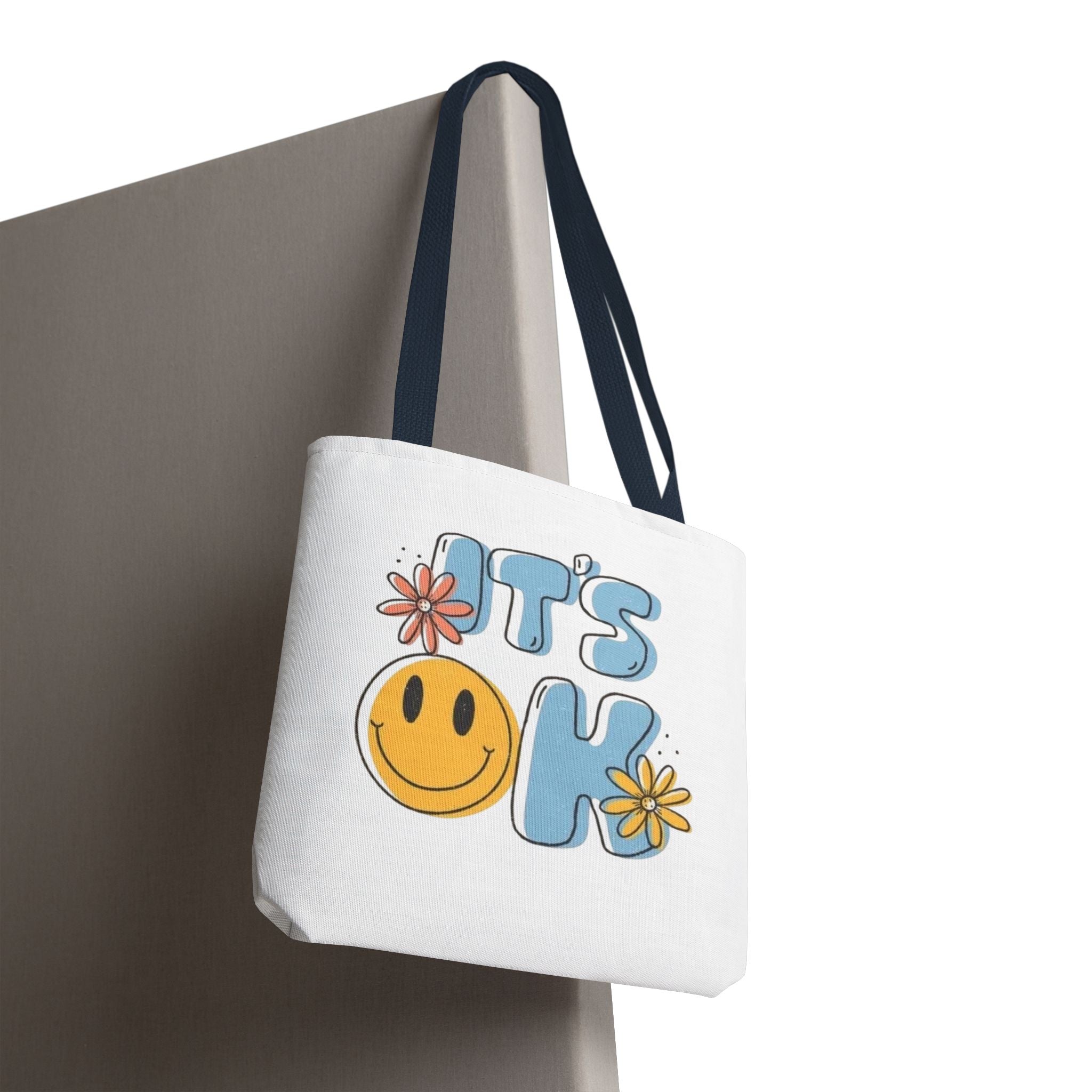 Cheerful Tote Bag - 'It's OK', Colorful Floral Design, Everyday Use, Gift for Friends, Beach & Shopping Bag