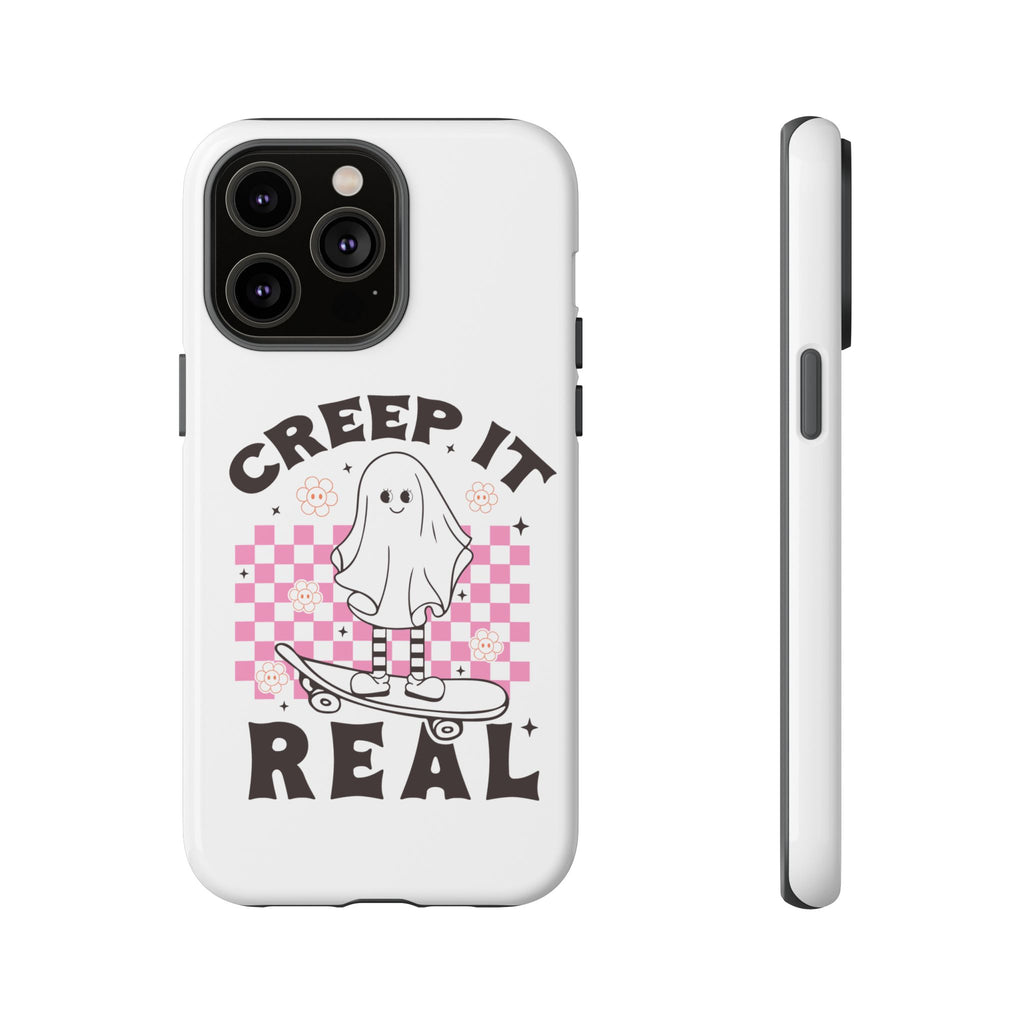 Cute Ghost Phone Case - Creep It Real, Halloween Accessories, Skateboard Theme, Kawaii Gift, Fun Phone Cover