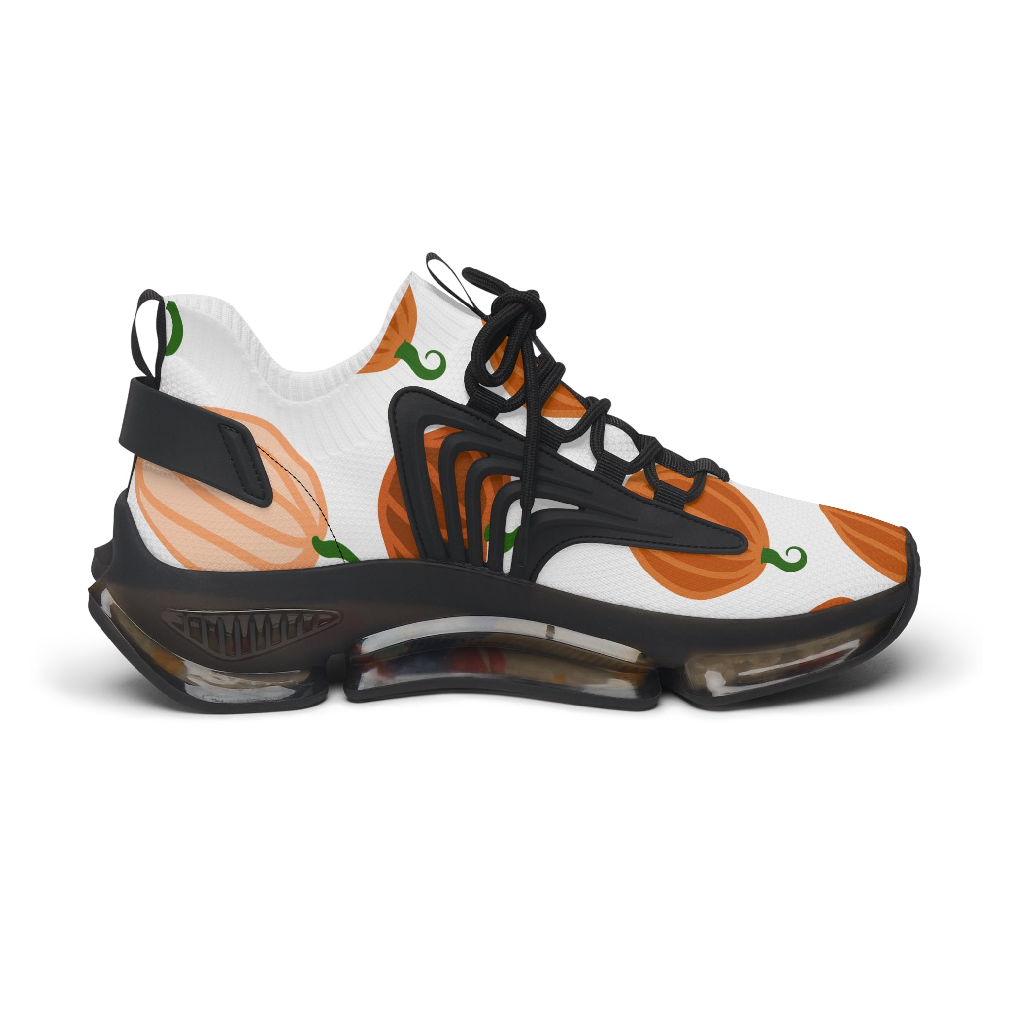 Women's Pumpkin Mesh Sneakers, Lightweight Footwear, Fall Fashion, Casual Sneakers, Halloween Style, Comfortable Sneakers
