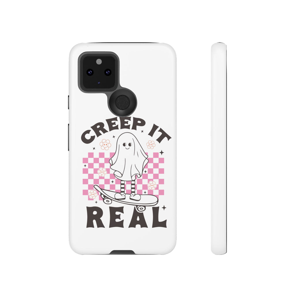 Cute Ghost Phone Case - Creep It Real, Halloween Accessories, Skateboard Theme, Kawaii Gift, Fun Phone Cover