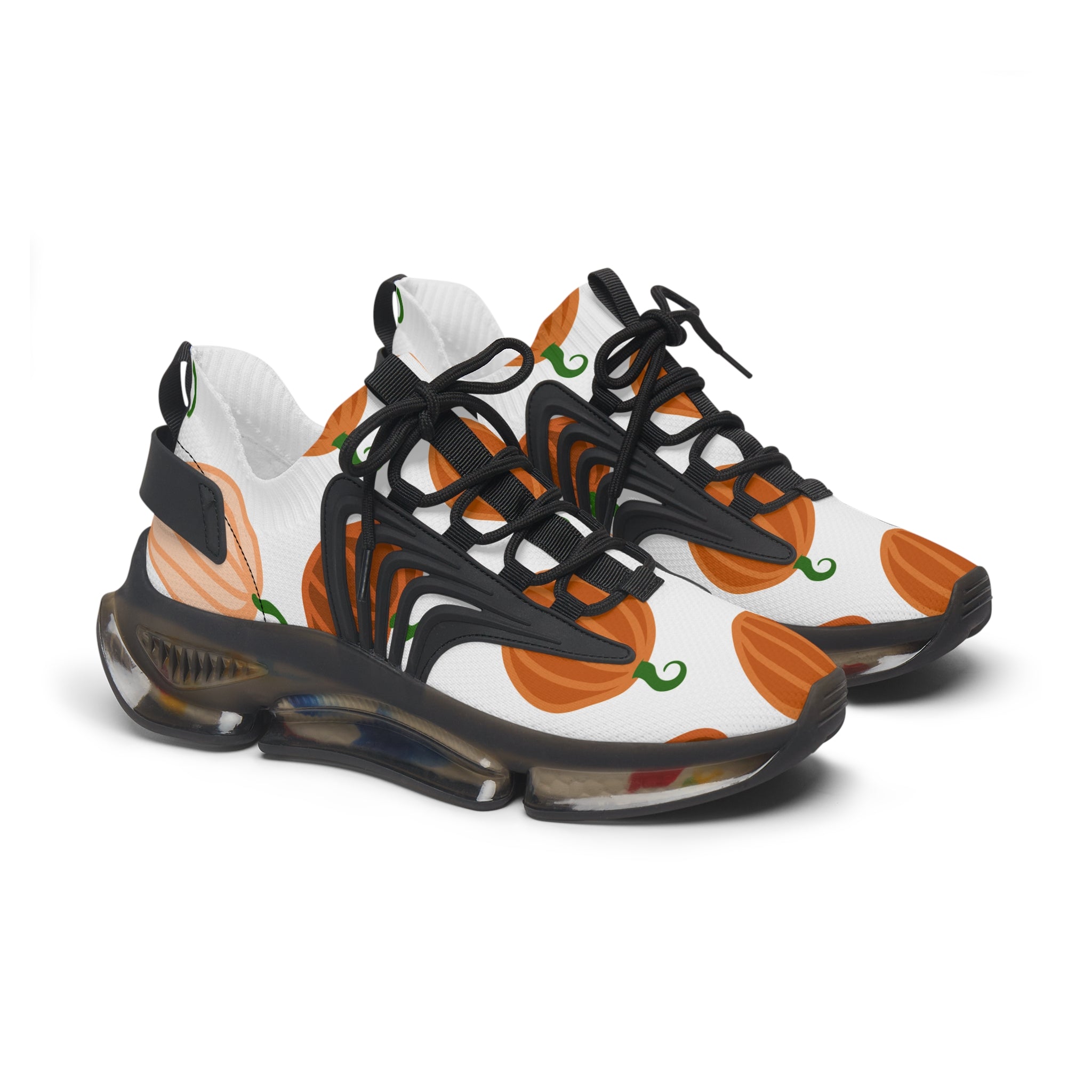 Women's Pumpkin Mesh Sneakers, Lightweight Footwear, Fall Fashion, Casual Sneakers, Halloween Style, Comfortable Sneakers