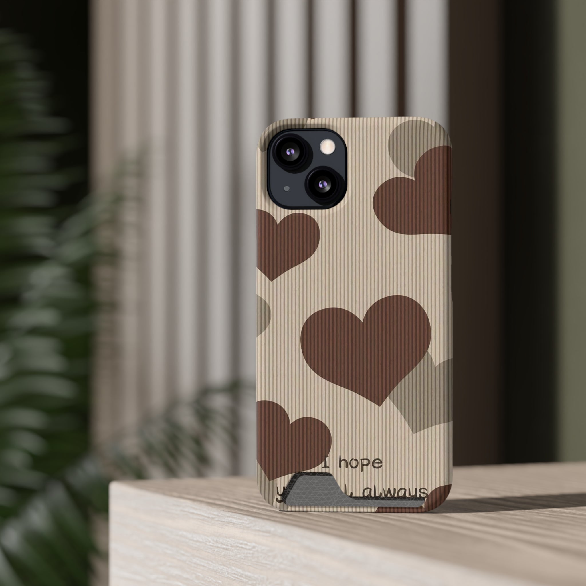 Heartfelt Phone Case with Card Holder | Cute Gift for Friends, Valentine's, Anniversary, Durable Protection, Everyday Use